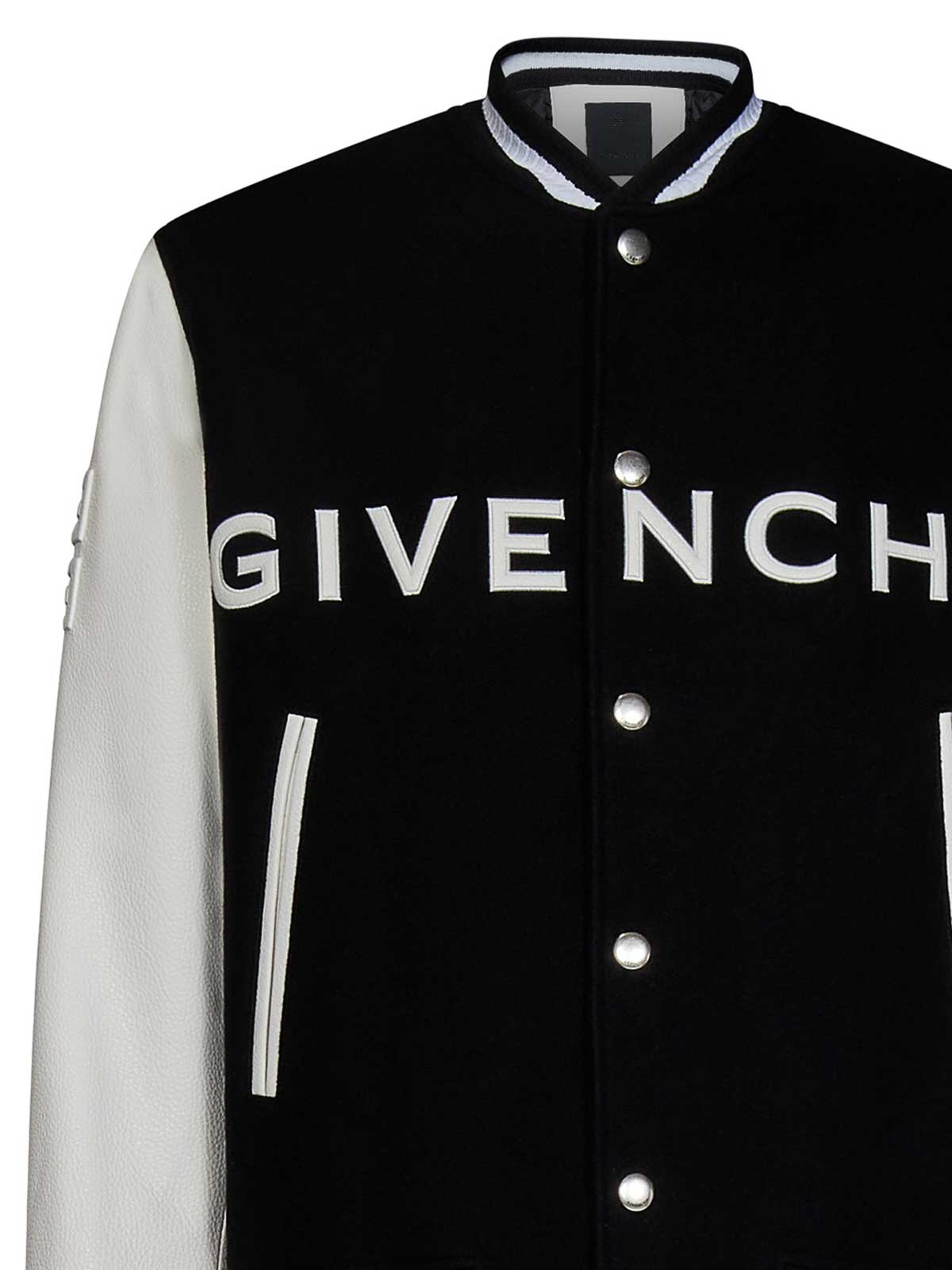 Shop Givenchy Wool & Leather Biker Jacket In Black
