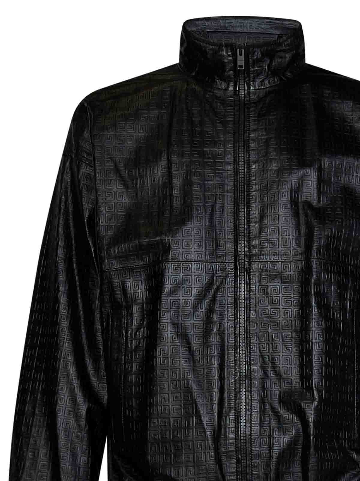 Givenchy Monogram-embossed Boxy-fit Leather Jacket - Black