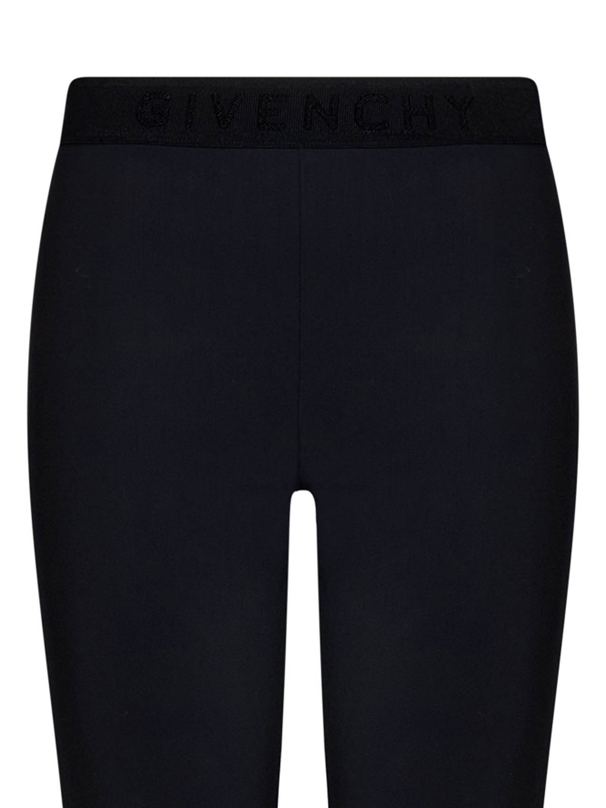 Givenchy black stretchy leggings with logo band - BOPF