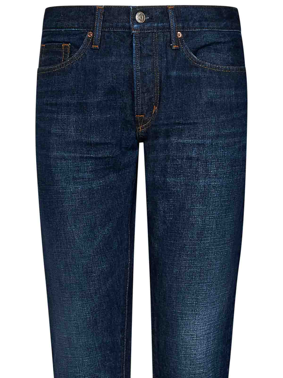 Shop Tom Ford Slim-fit Blue Vintage Denim Jeans