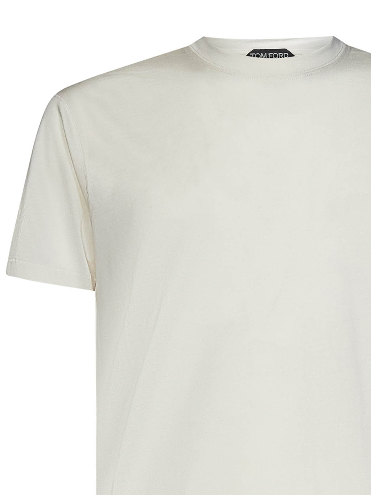 Shop Tom Ford Ecru Crewneck T-shirt In Blanco