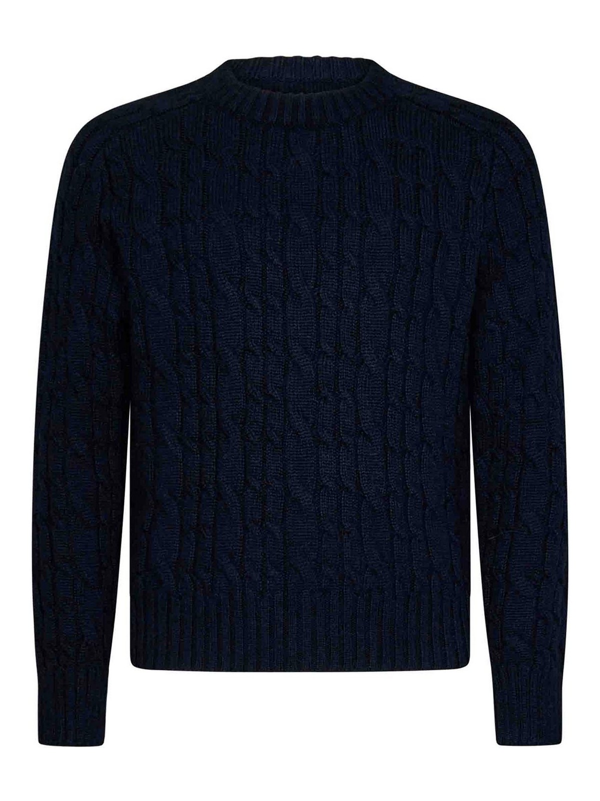 TOM FORD NAVY CABLE-KNIT ALPACA SWEATER