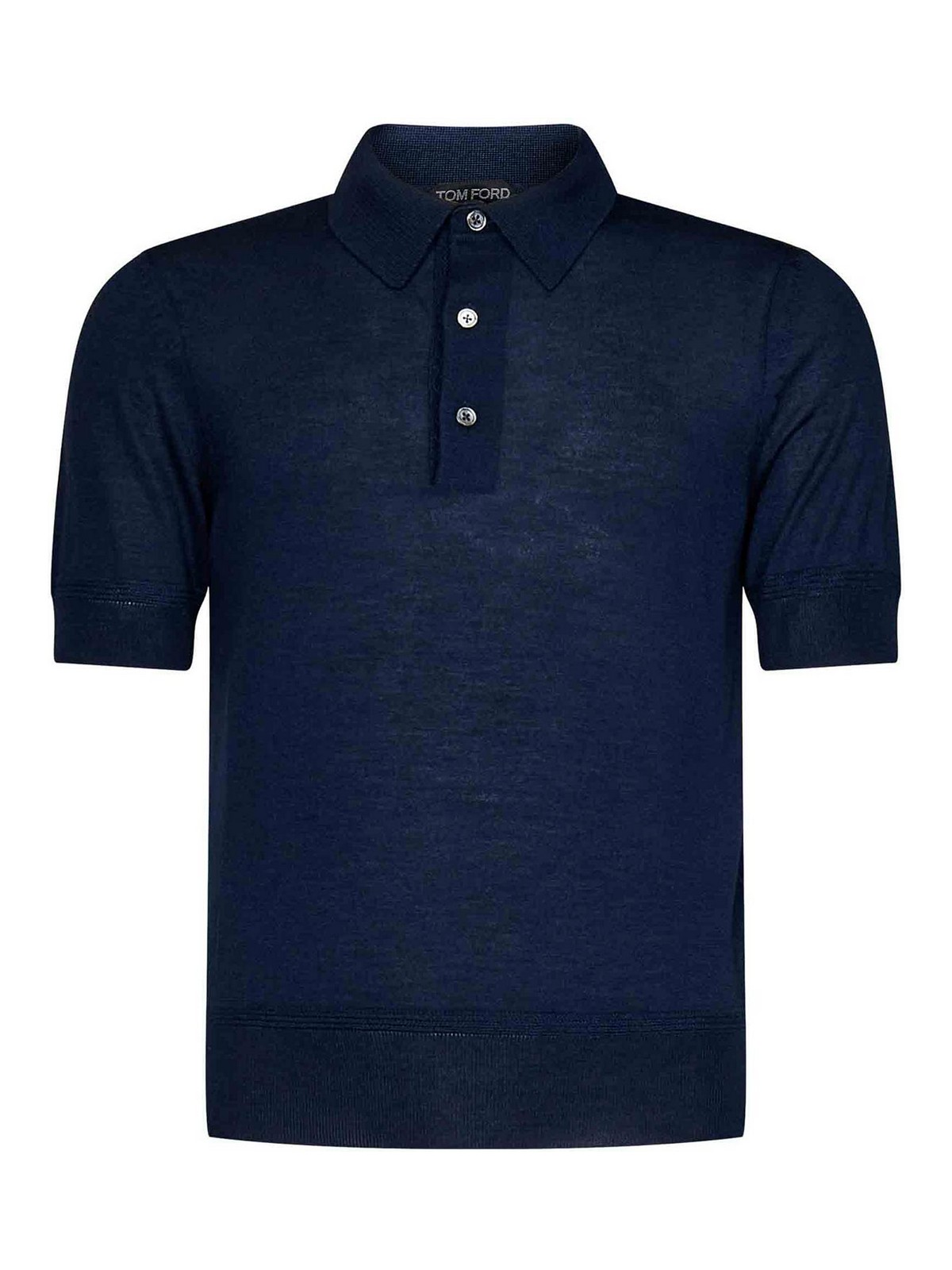 TOM FORD MIDNIGHT BLUE CASHMERE AND SILK POLO SHIRT