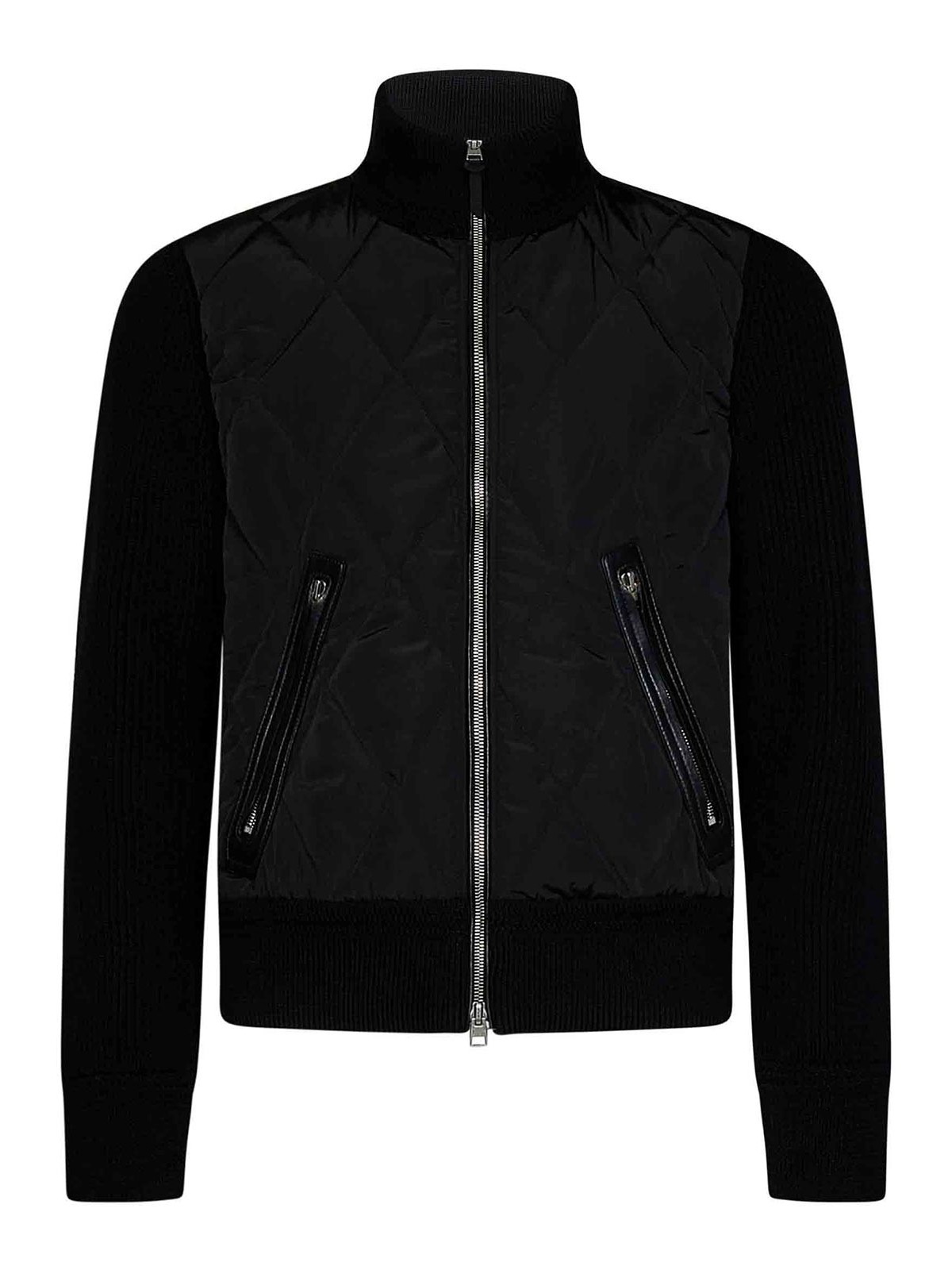 Tom Ford Black Merino Wool Jacket with Quilted Front