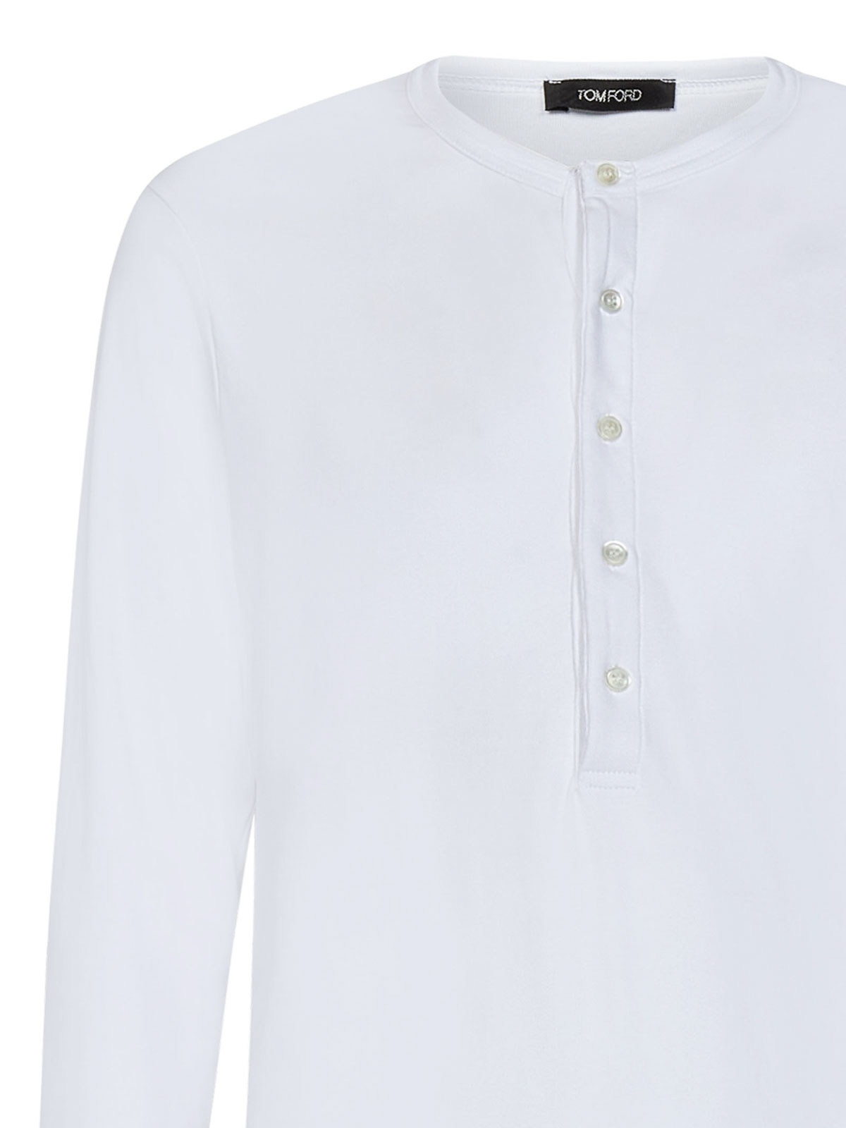 Shop Tom Ford Stretch Henley T-shirt In White