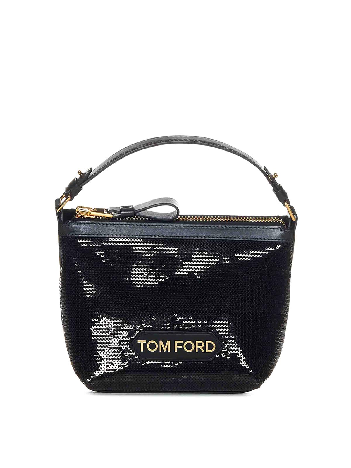 Tom Ford Sequined Small Pouch Bag In Black