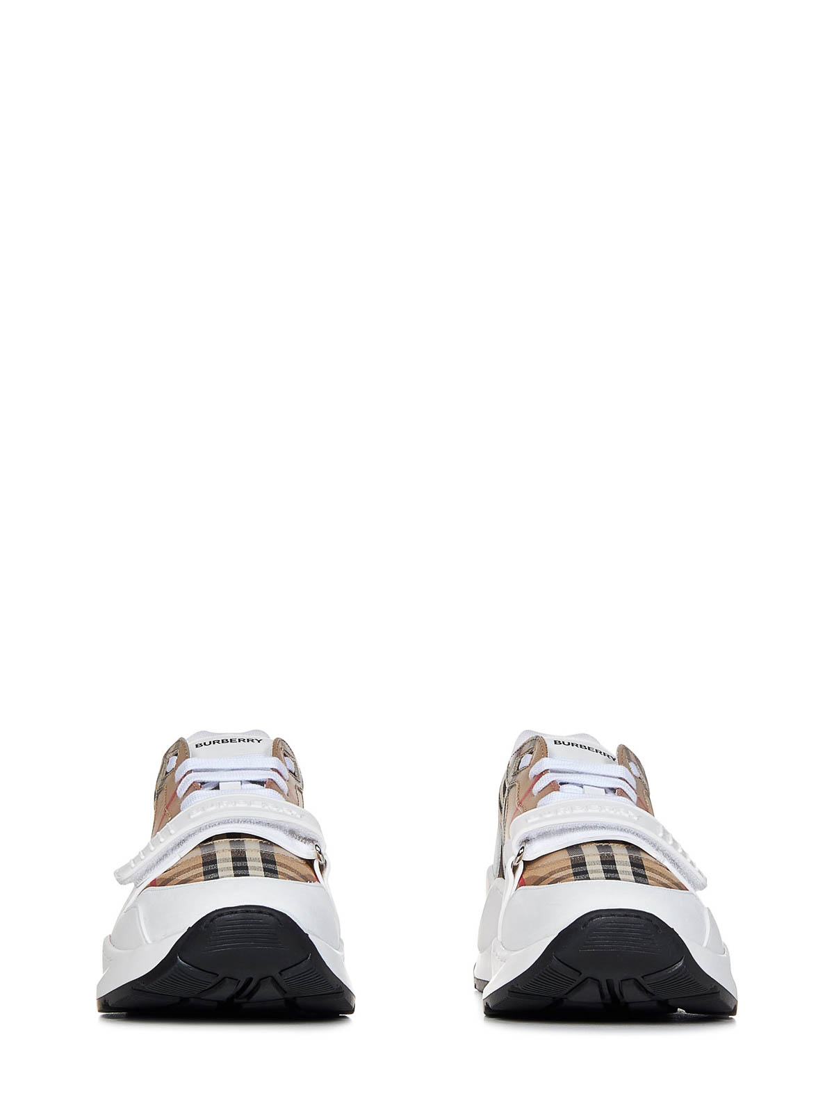 Check detail outlet leather sneakers burberry