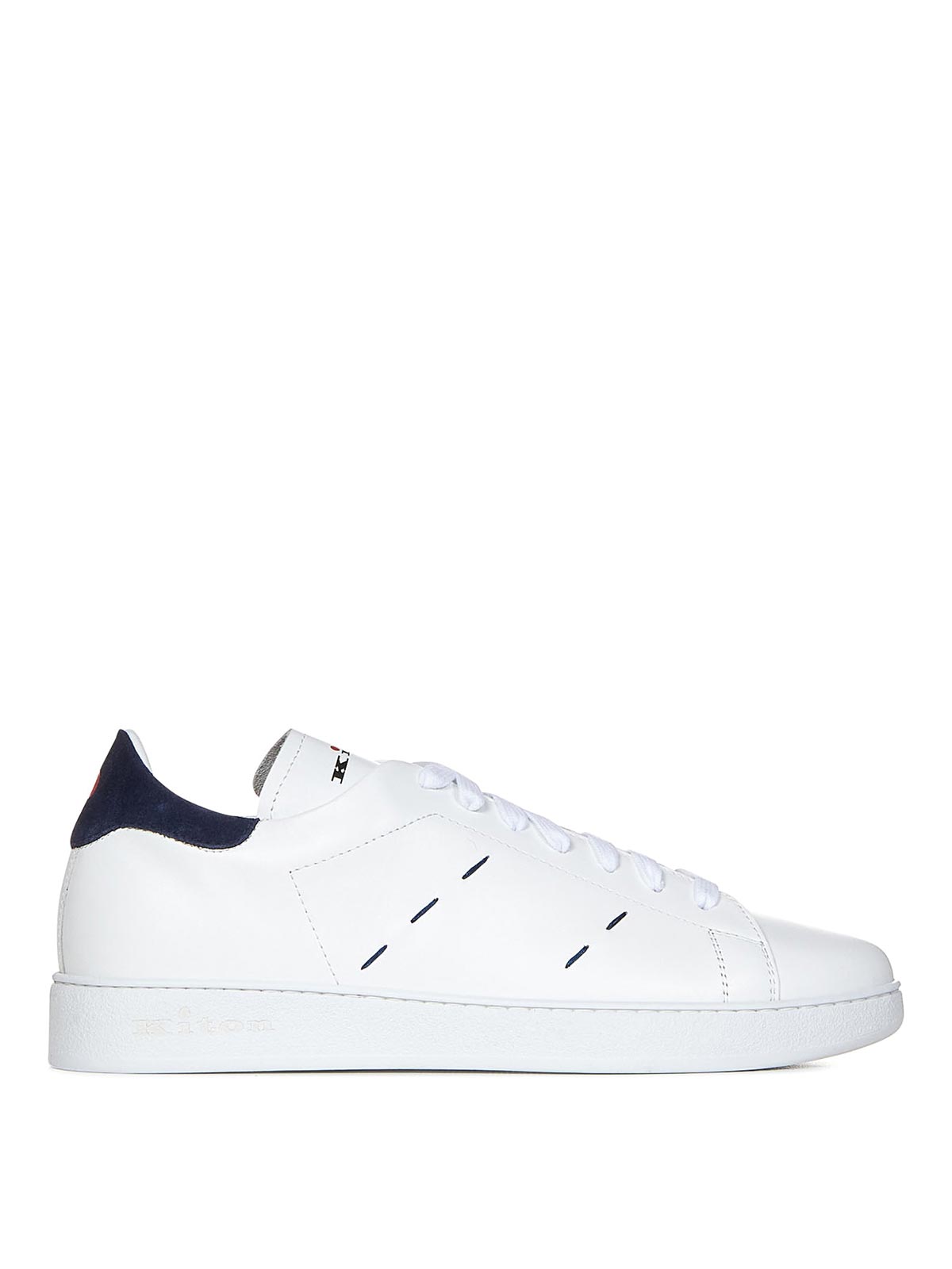 Shop Kiton White Sneakers With Topstitching