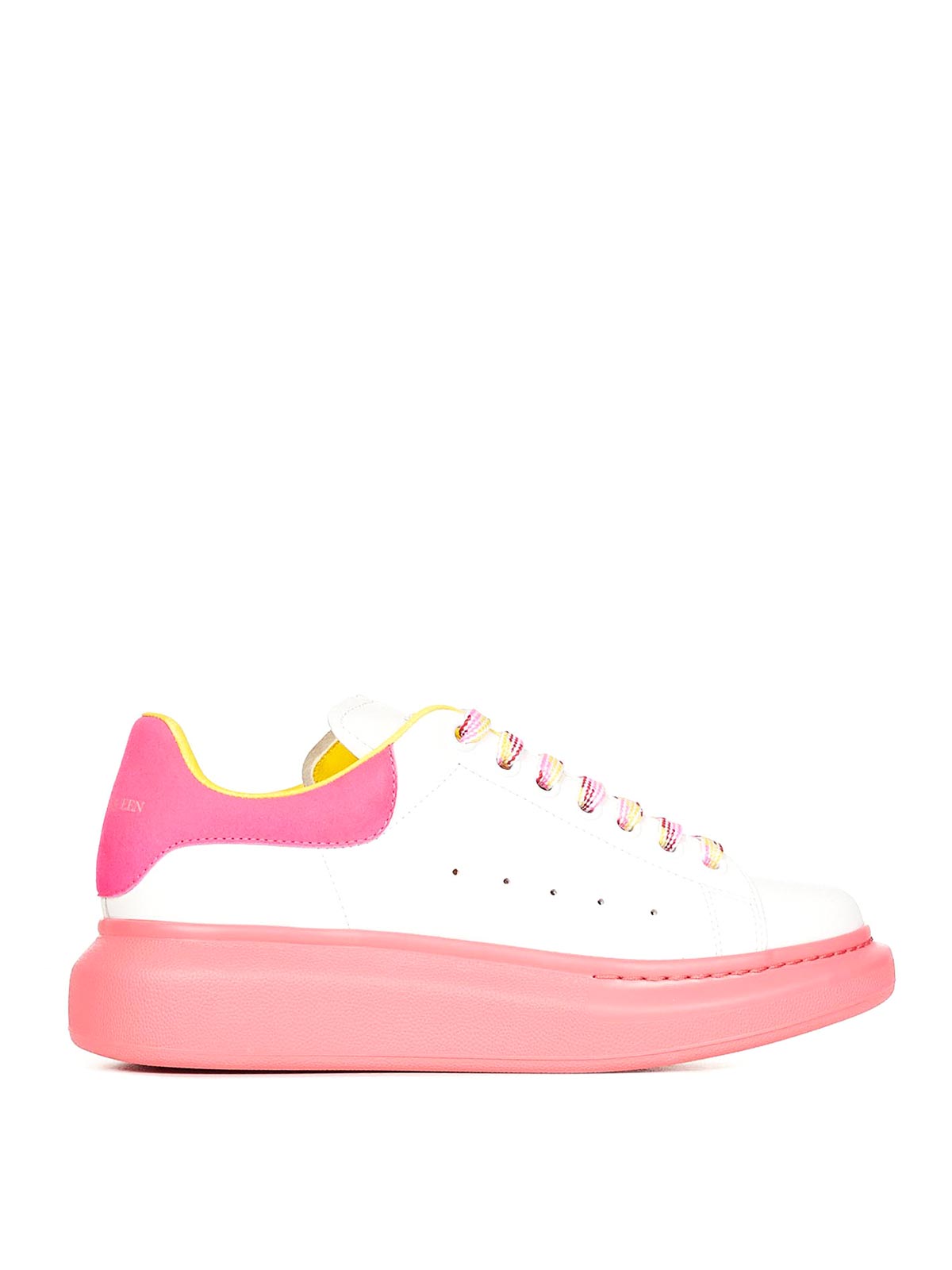 Alexander Mcqueen White Oversize Trainers With Fuchsia Detail