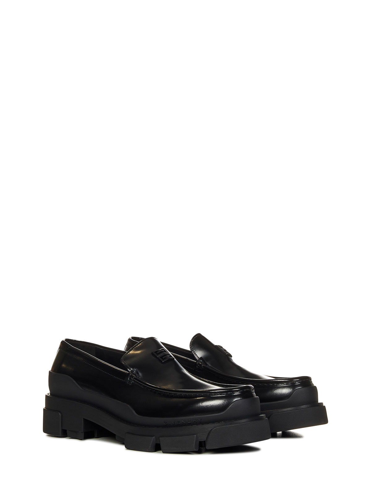 Shop Givenchy Black Calfskin Loafers With Logo In Negro