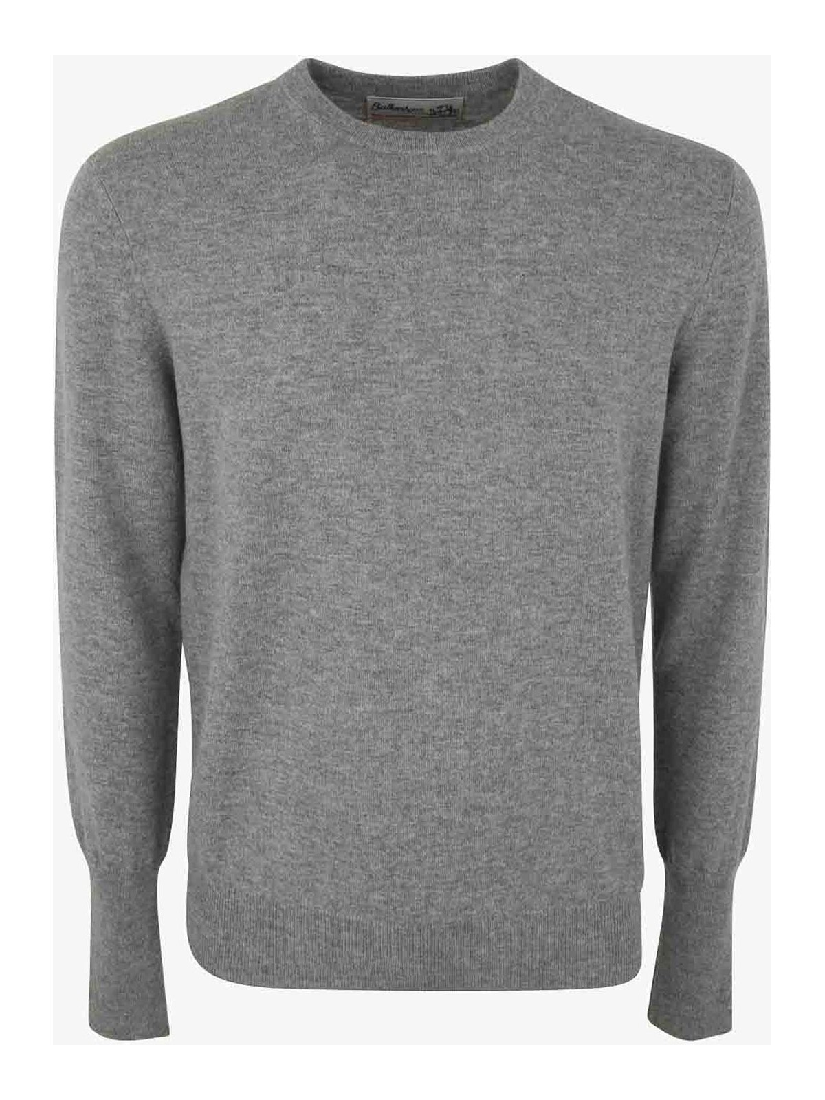 Shop Ballantyne Cashmere Round Neck Pullover In Grey