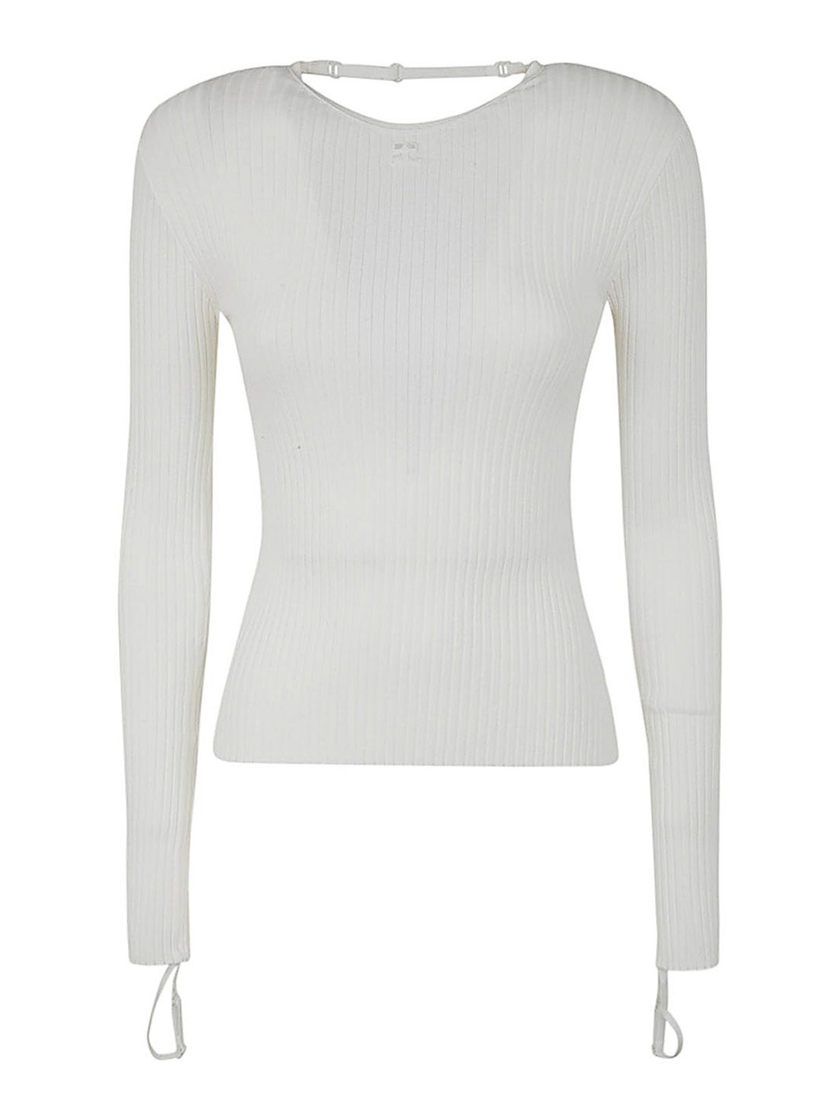 Courrèges Elastic Wrists Rib Knit Sweater In White
