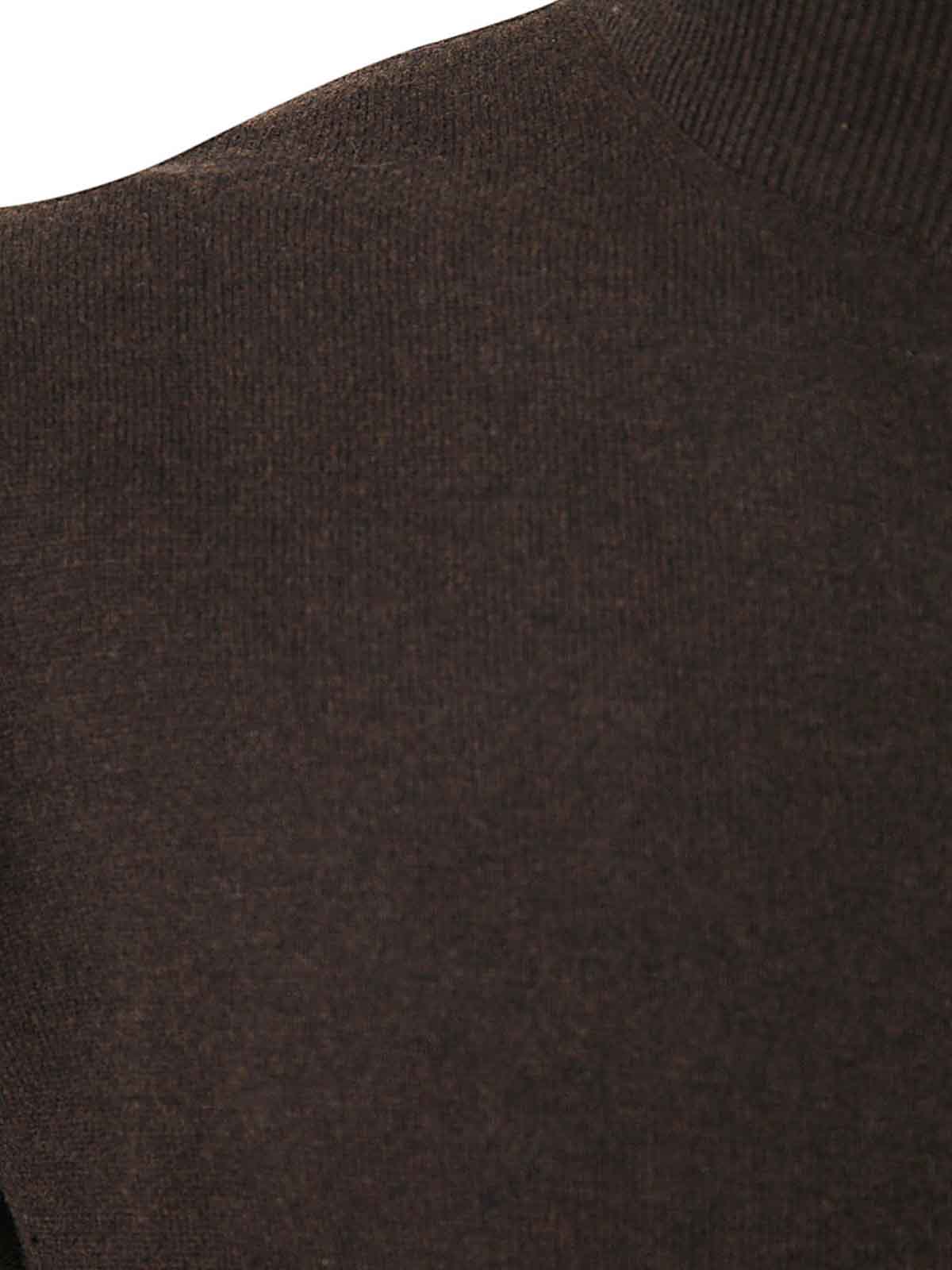 Shop Filippo De Laurentiis Full Zipped Sweater Wool Cashmere In Brown