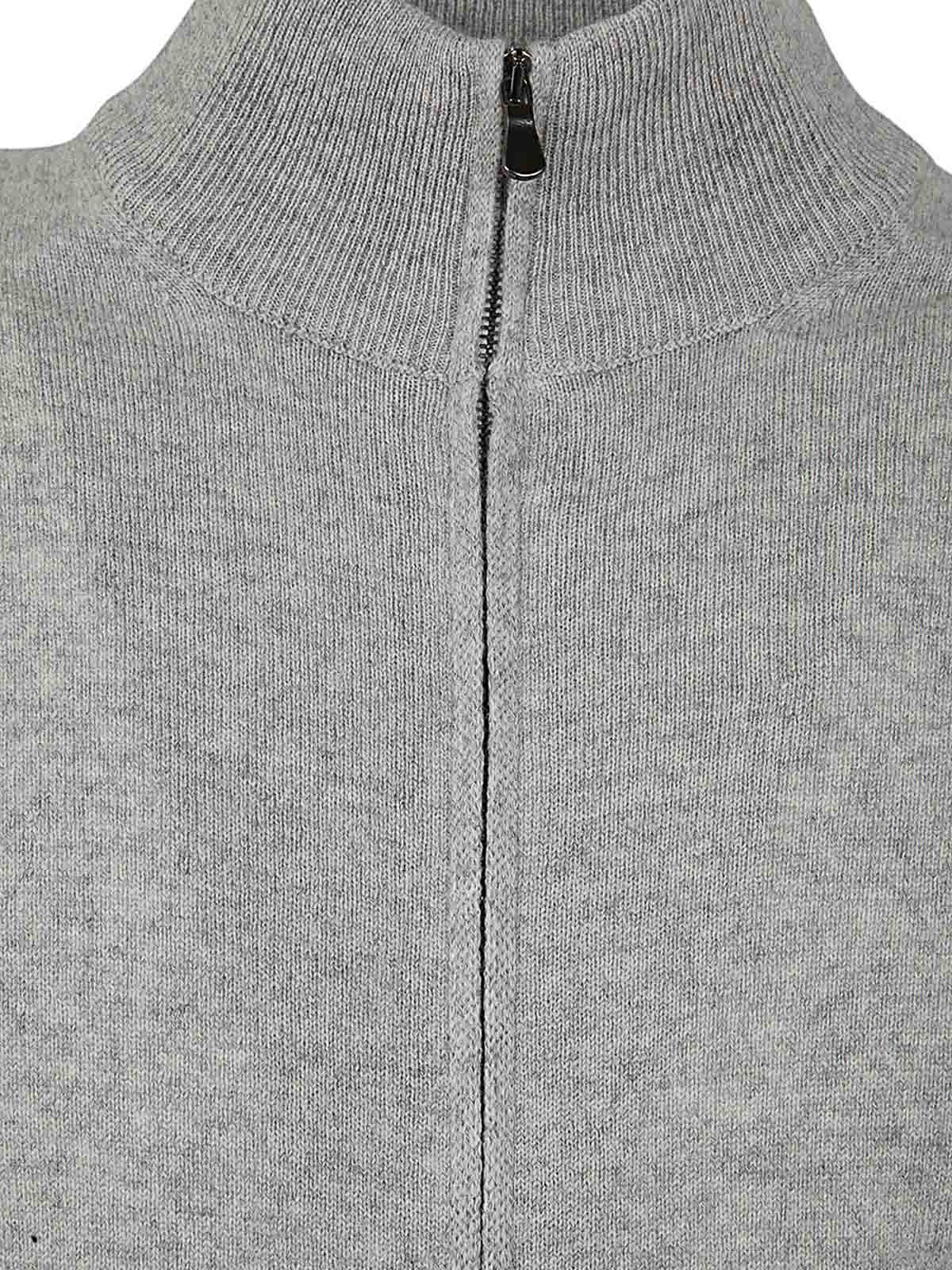 Shop Filippo De Laurentiis Full Zipped Sweater Wool Cashmere In Grey
