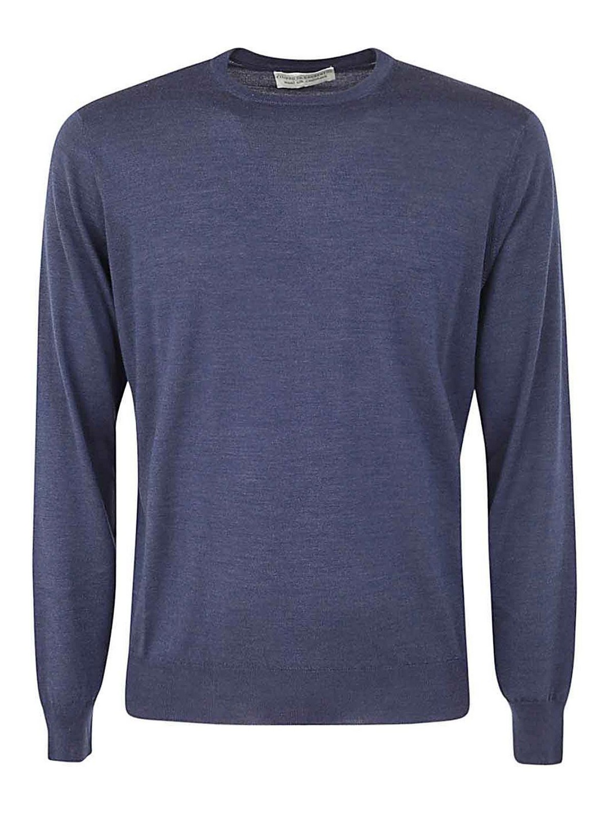 Filippo De Laurentiis Crew Neck Sweater Wool Silk Cashmere In Blue