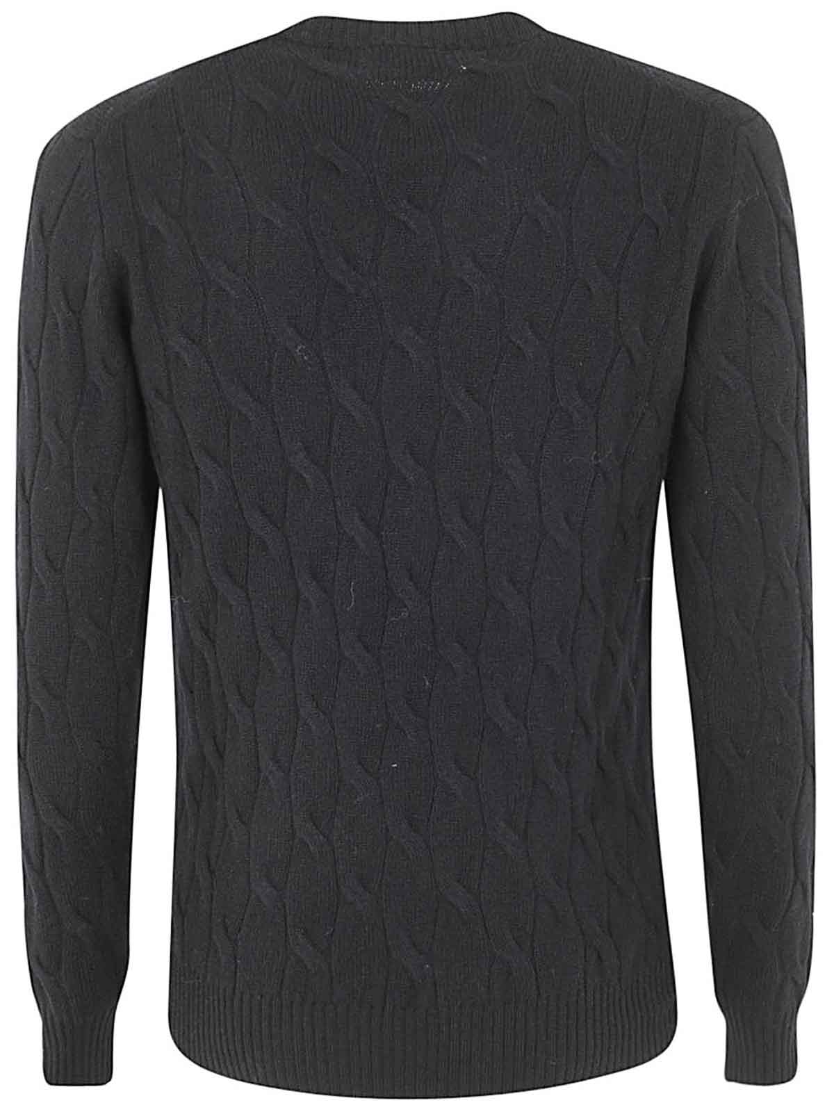 Shop Filippo De Laurentiis Crew Neck Sweater With Braid In Black