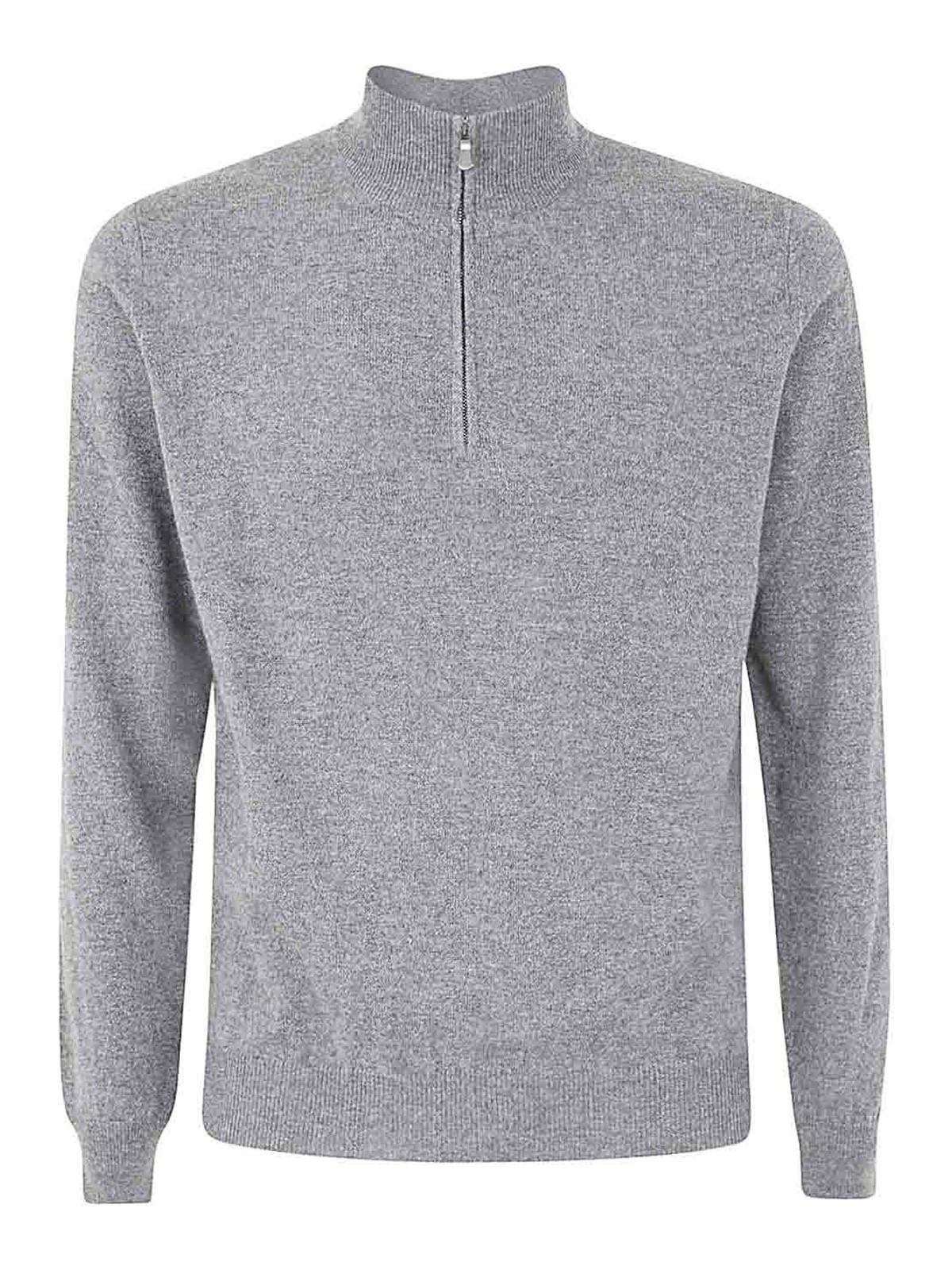 Filippo De Laurentiis Half Zipped Jumper Wool Cashmere In Grey