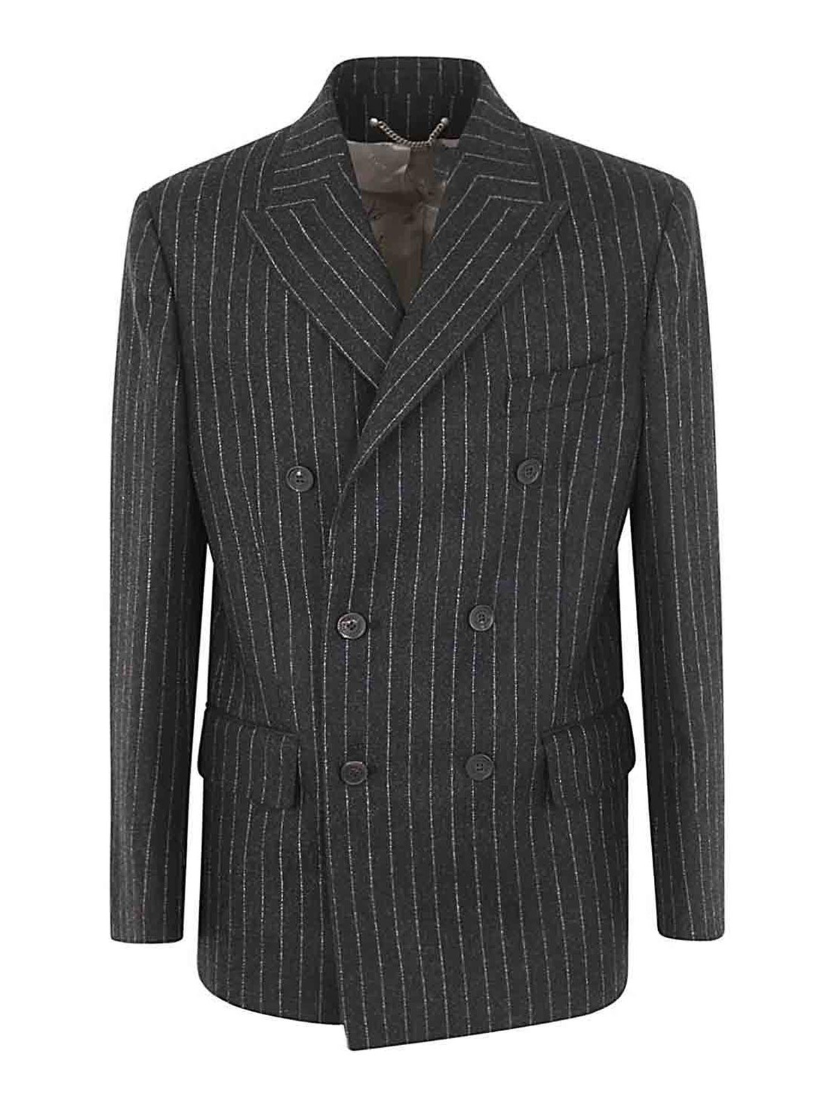 Golden Goose Double Breasted Wool Blazer In Grey