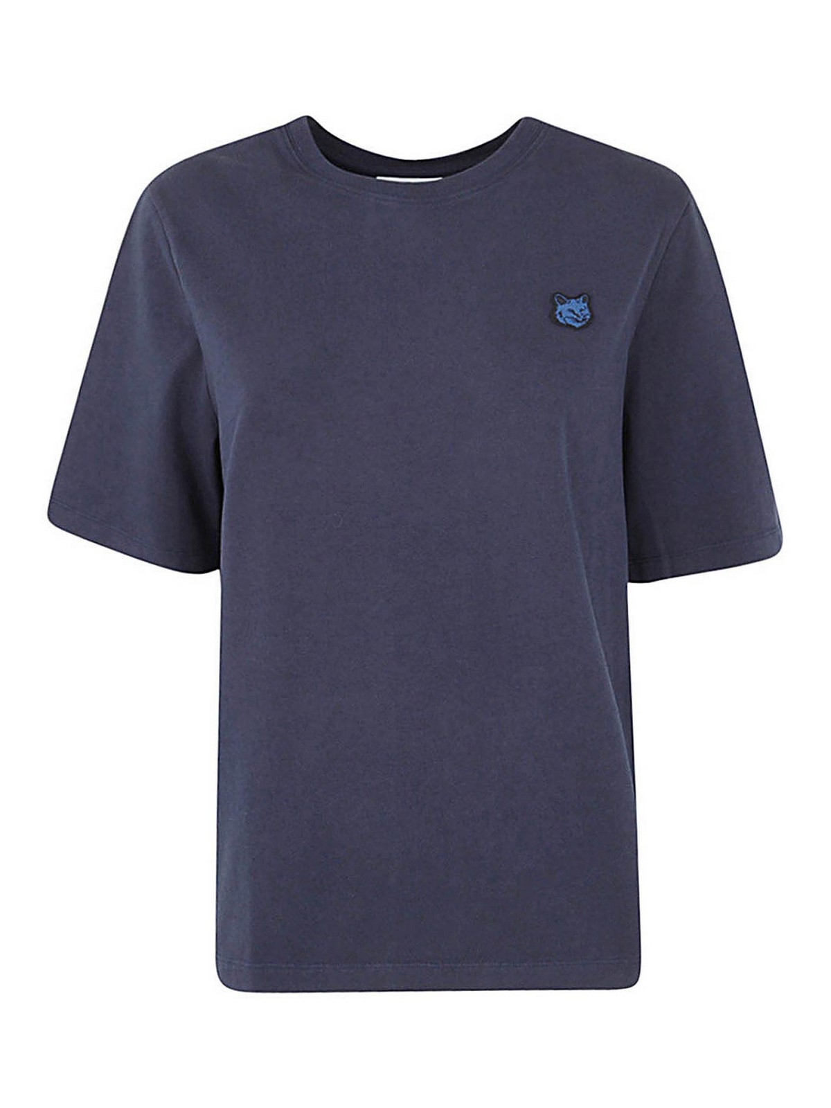 Maison Kitsuné Tonal Fox Head Patch Comfort Tee Shirt In Blue