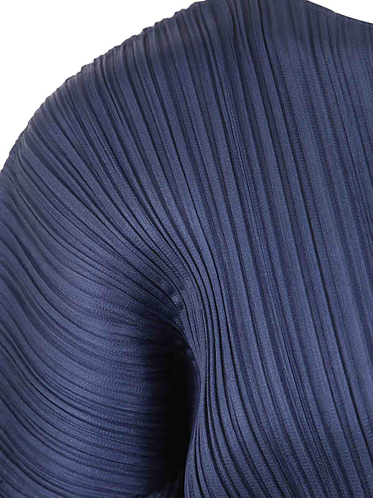 PLEATS PLEASE ISSEY MIYAKE クルーネック 長袖 ブルー PLEATS PLEASE ISSEY MIYAKE クルーネック 長袖 ブルー - メルカリ