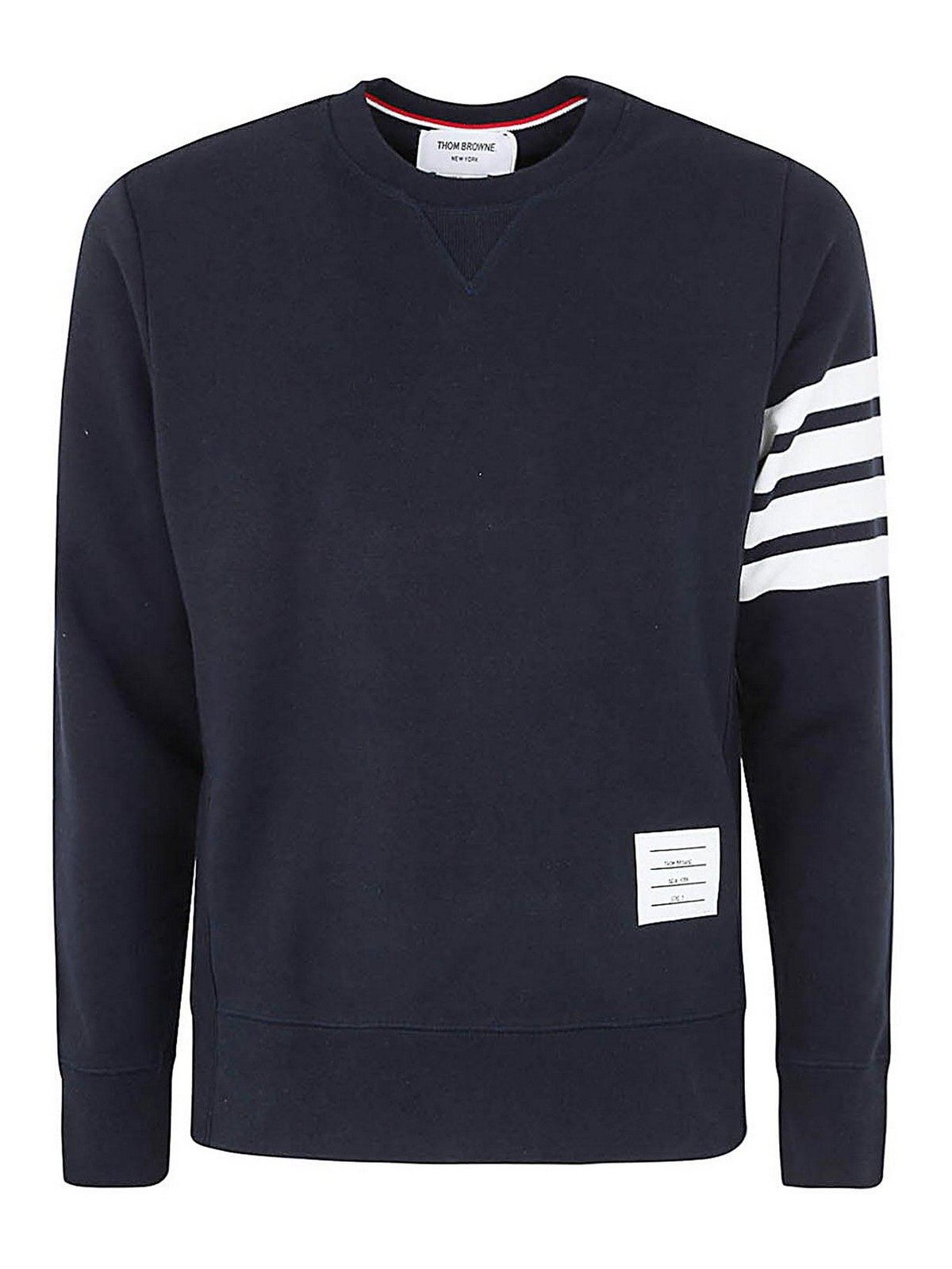 Thom Browne Classic Sweatshirt In Classic Loopback With Engineered 4 Bar Clothing In Blue