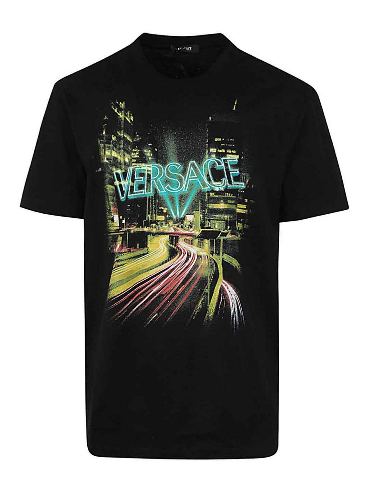 Versace Cotton Jersey Graphic T-shirt In Black