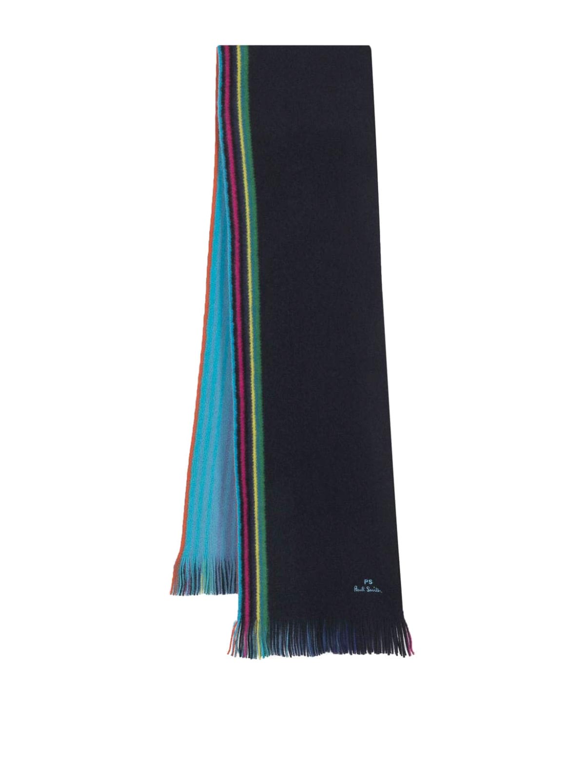 Shop Ps By Paul Smith Scarf Reversible Stripes In Blue