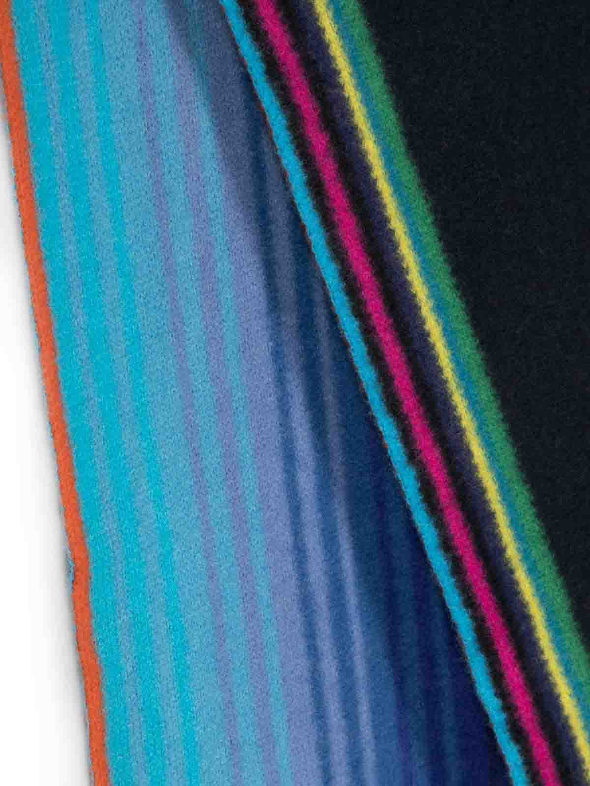 Shop Ps By Paul Smith Scarf Reversible Stripes In Blue