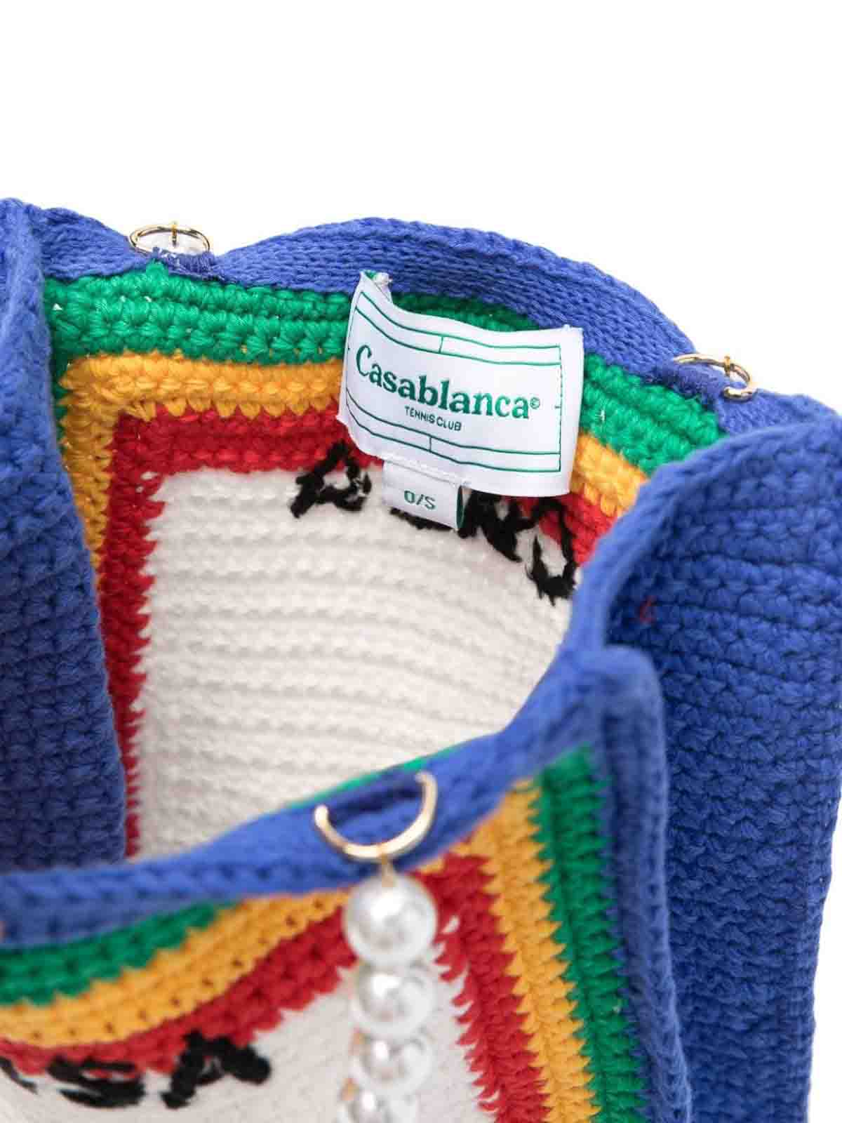 Shop Casablanca Cotton Mini Crochet Bag In Multicolour