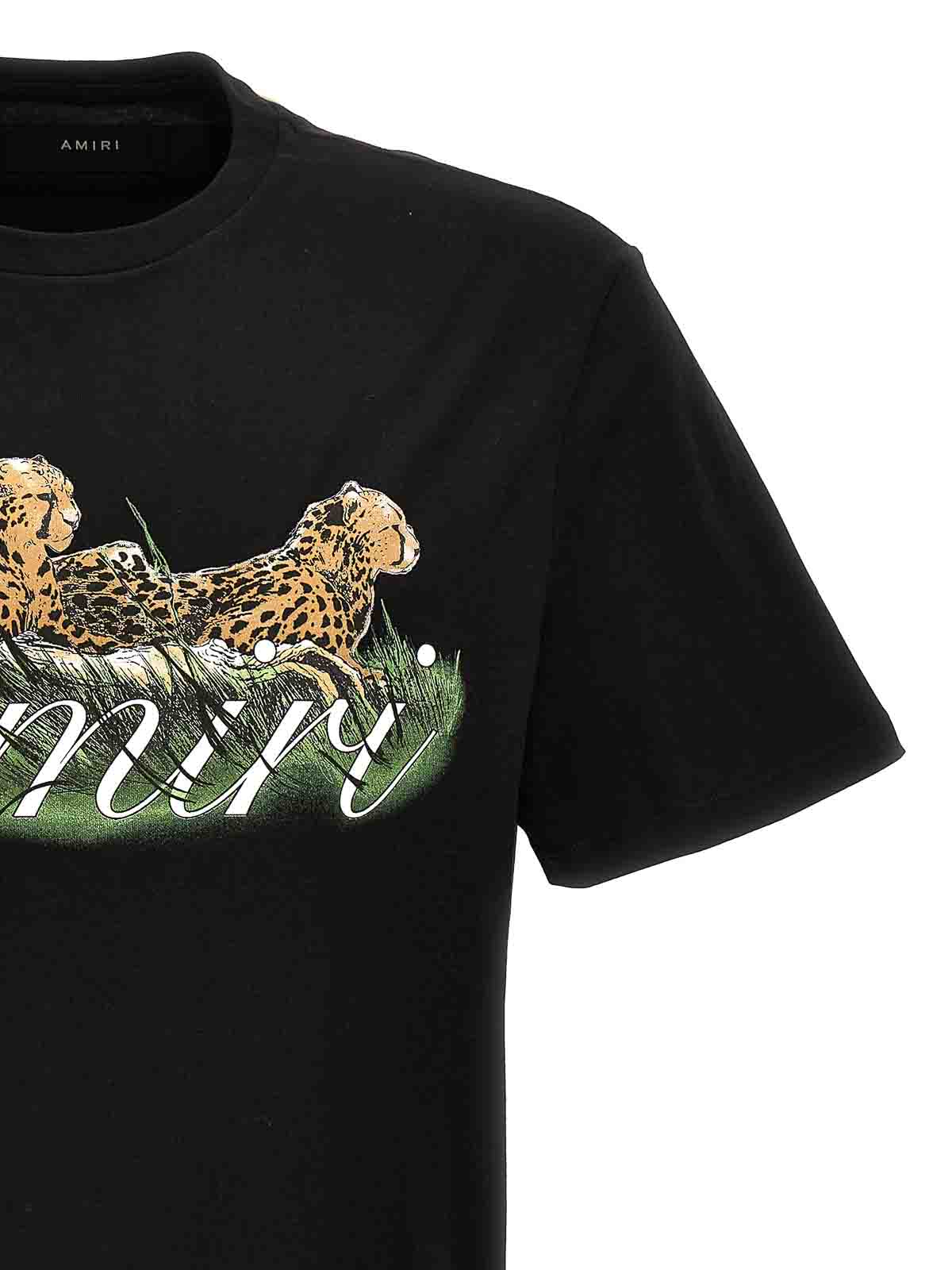 Amiri チーター ロゴTシャツ ブラック 動物モチーフが映える一枚 AMIRI ロゴ Tシャツ | ブラック | FARFETCH JP