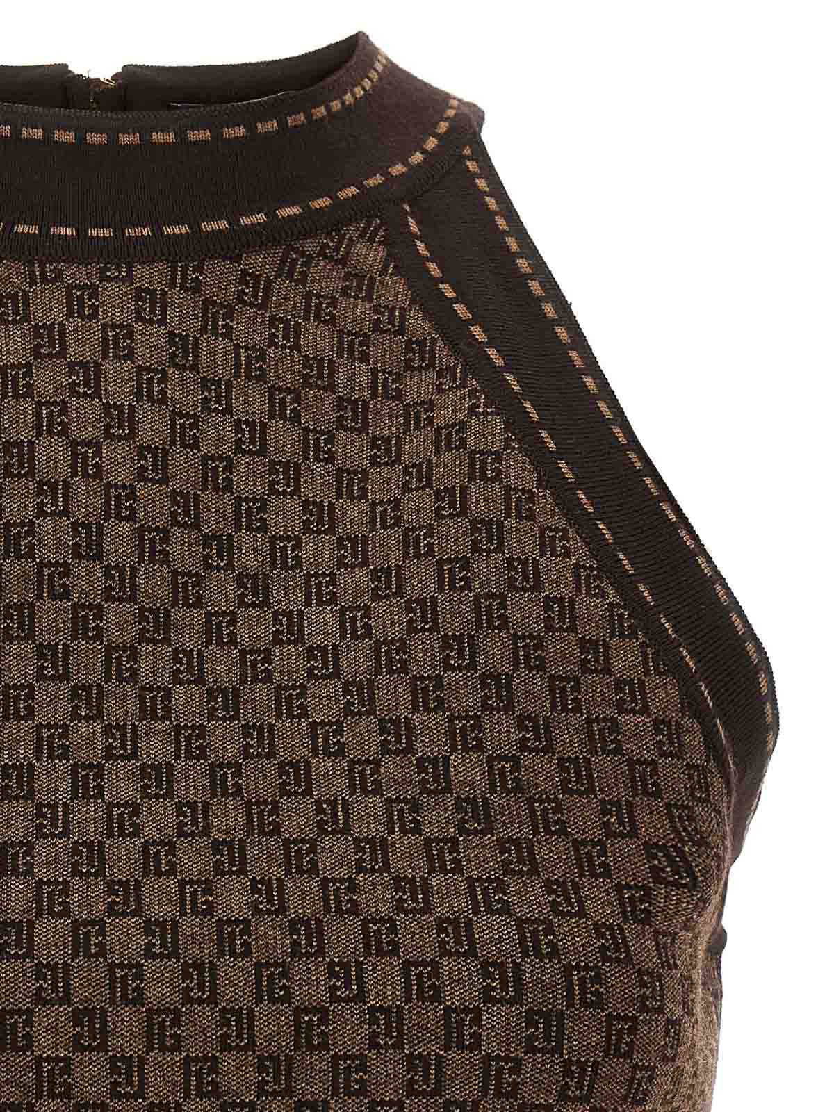 Balmain Monogram Technical Wool Cropped Top