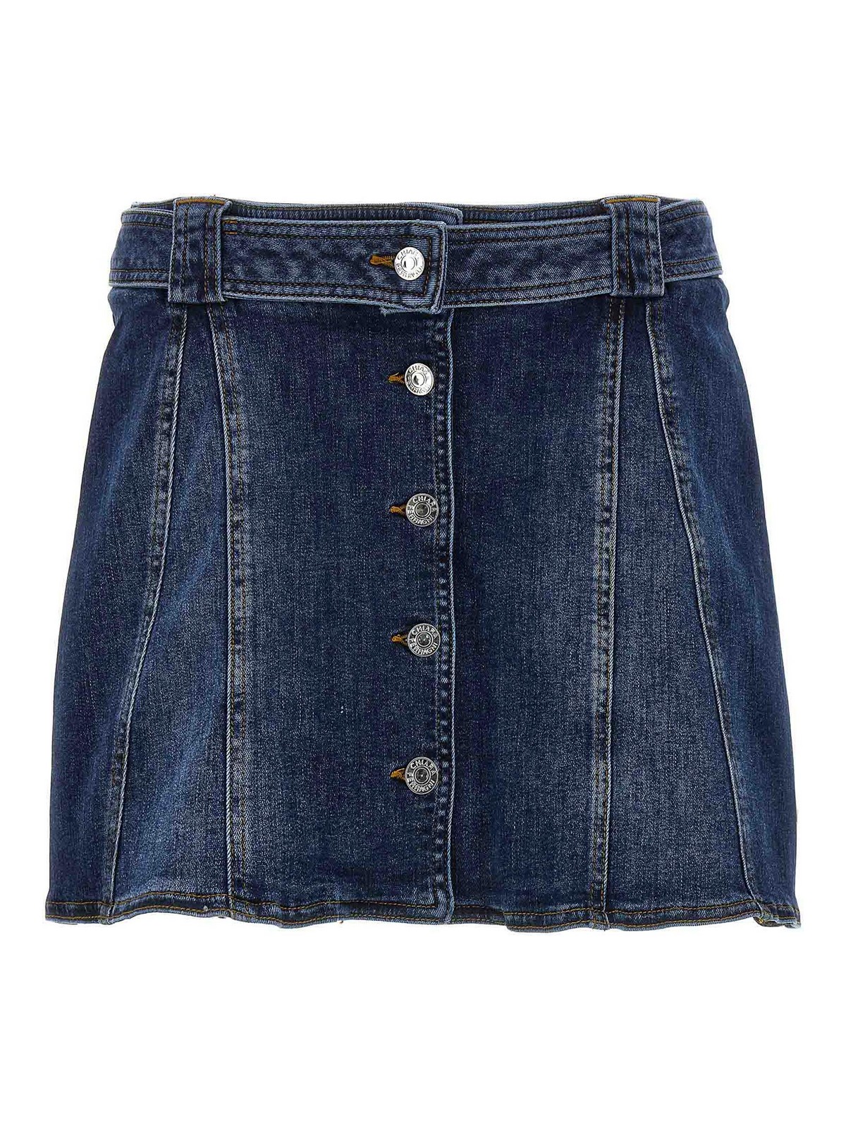 Shop Chiara Ferragni Logo Denim Skirt In Blue