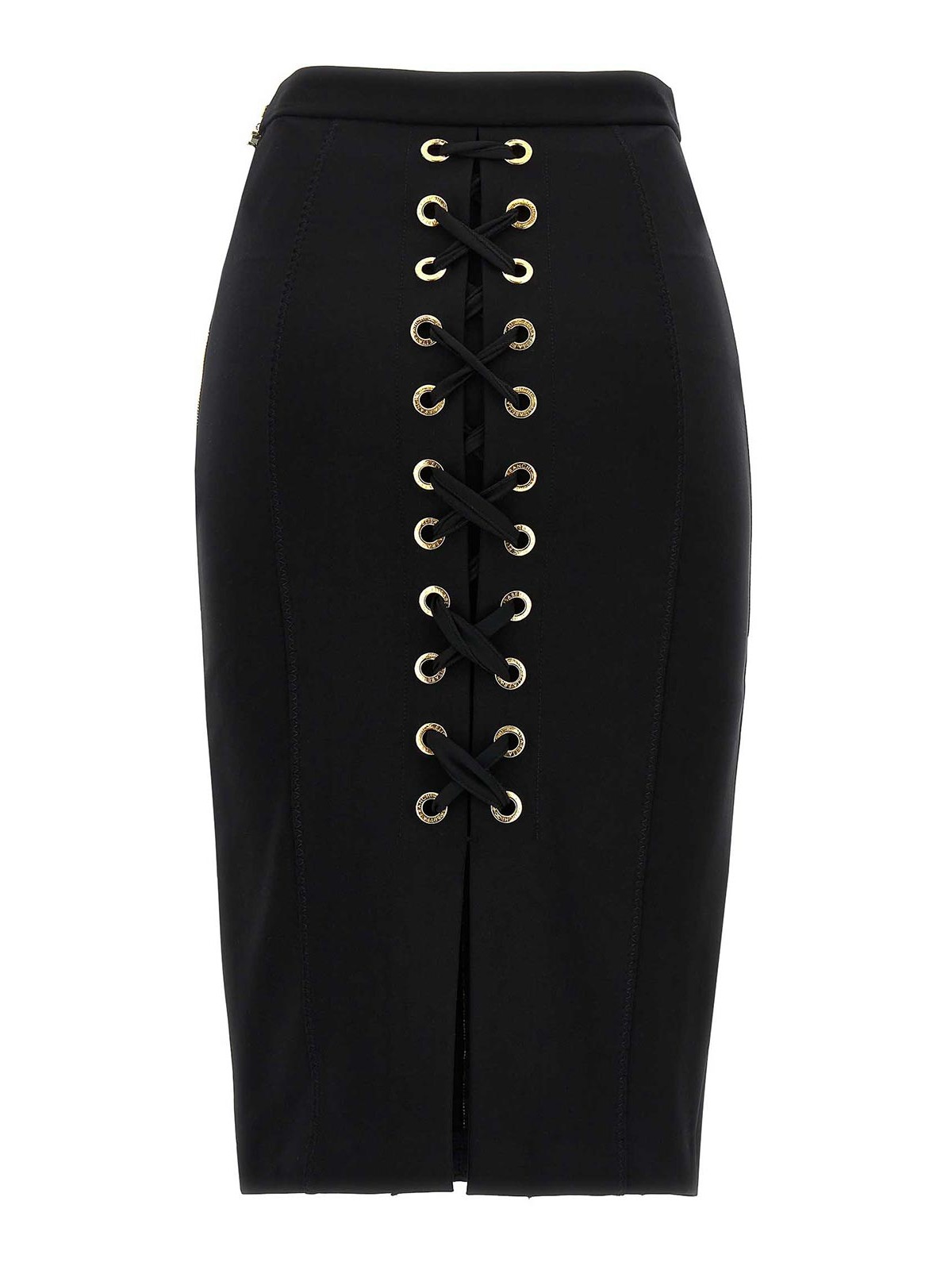 スカート ELISABETTA FRANCHI SS25 Longuette skirt (GO09951E2 110) GO09951E2 Elisabetta Franchi Crêpe Skirt With Satin Bands