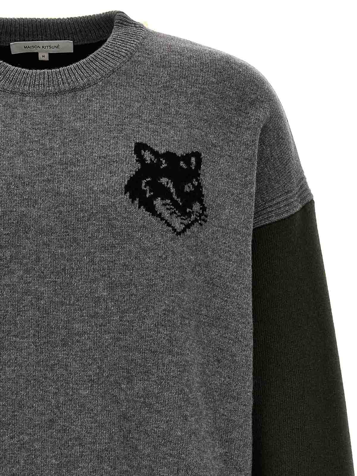 Shop Maison Kitsuné Fox Head Sweater In Multicolour