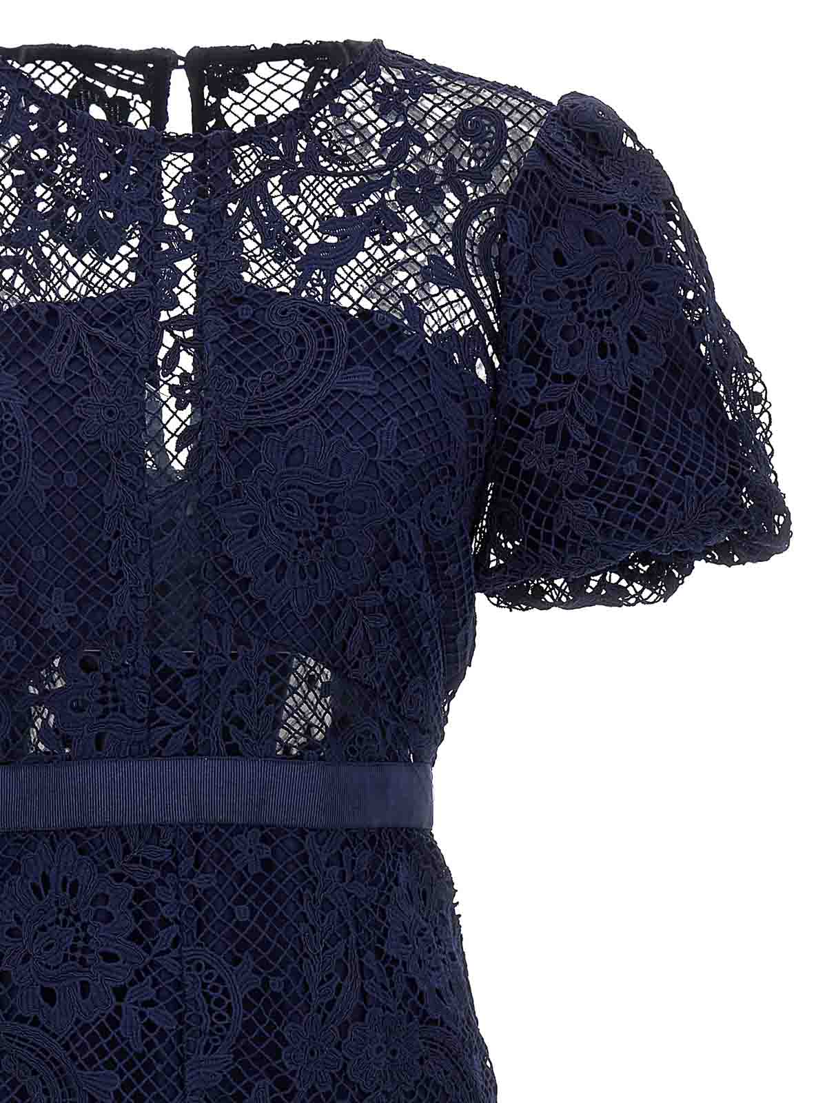 ◆関税込◆【Self-Portrait】Navy Lace Embellished Midi Dress Navy Lace Embellished Midi Dress – self-portrait-US
