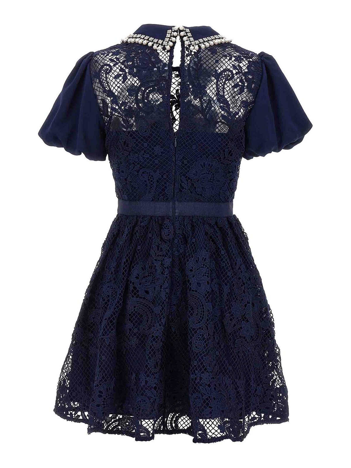 chinese dress ladies 1940s Navy Dress with Lace Collar, Sz. Xs main image 1