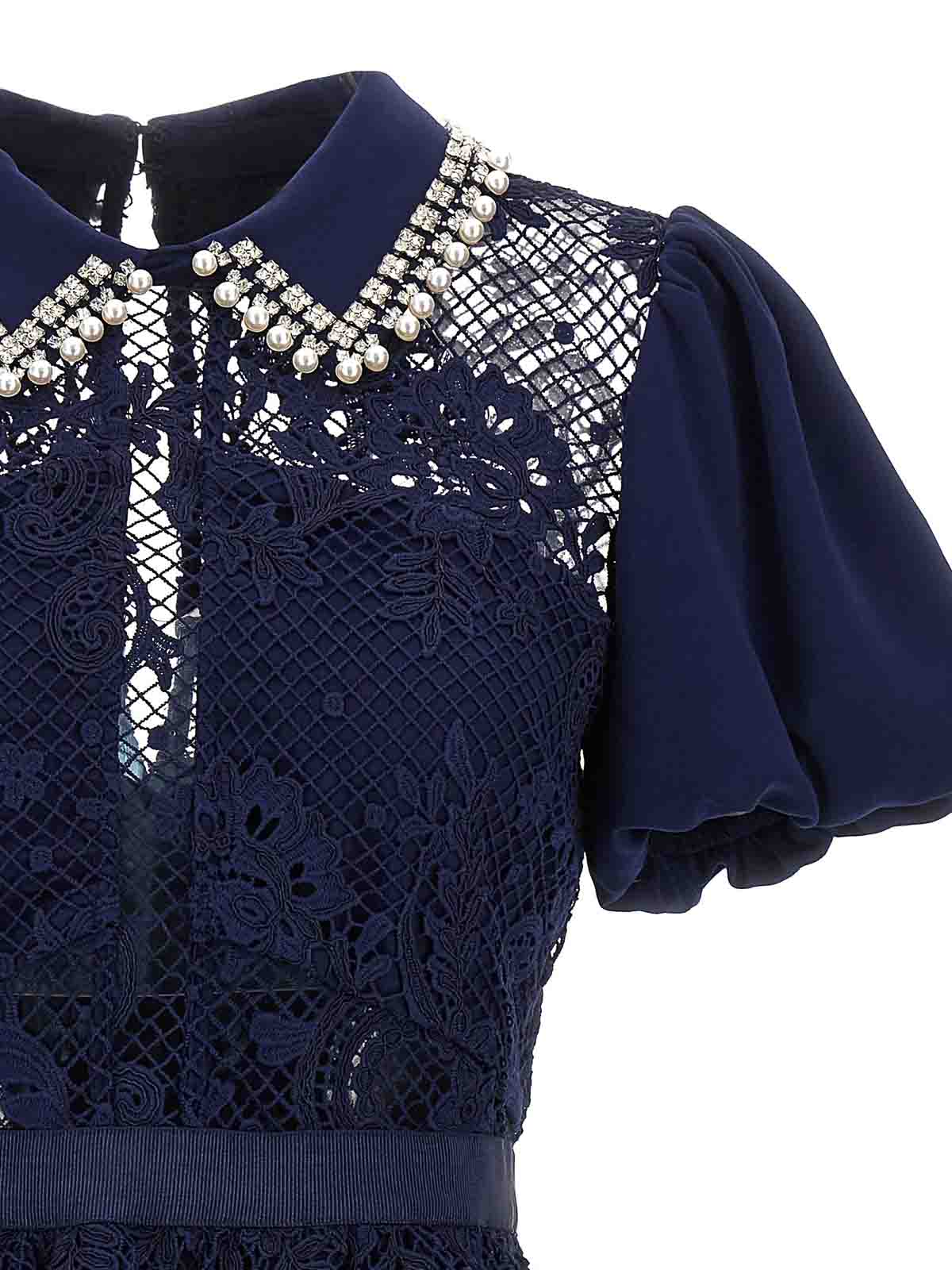 Self Portrait navy lace diamante collar mini dress|AW23099SBLNAVY Self Portrait navy lace diamante collar mini dress|AW23099SBLNAVY