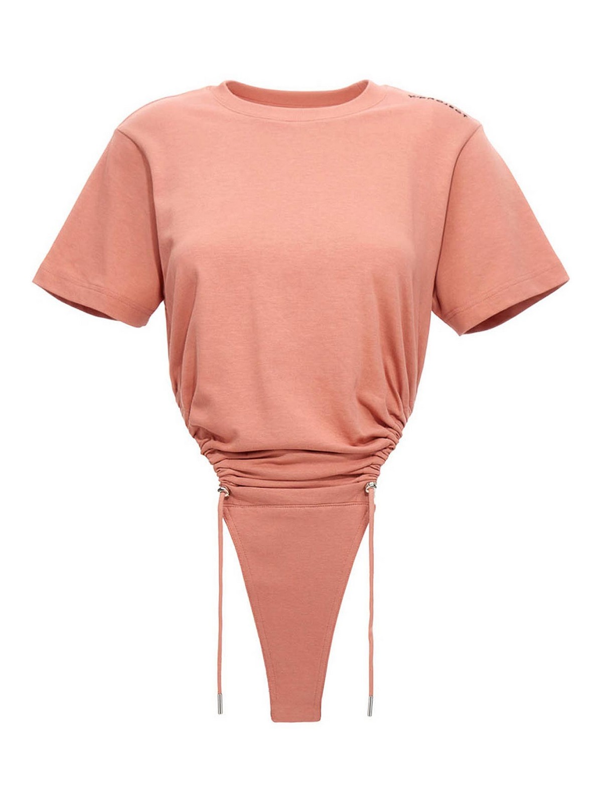 Shop Y/project Body Ruched Ricamo Logo In Nude & Neutrals