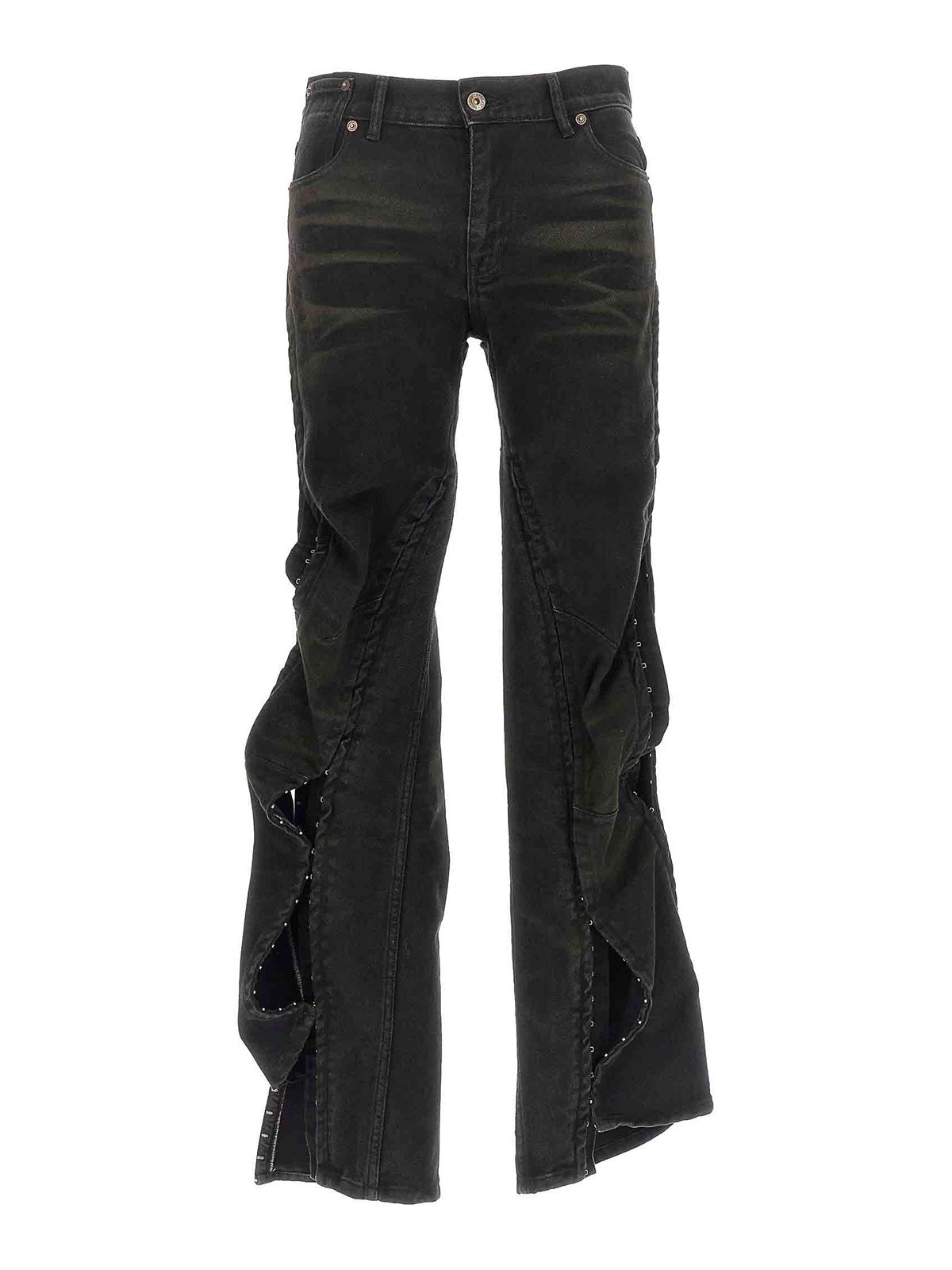 デニム・ジーパン Y/PROJECT 'Hook and Eye' jeans Black  107PA002 Y/project Y Project Hook-and-eye Flared Jeans In Black