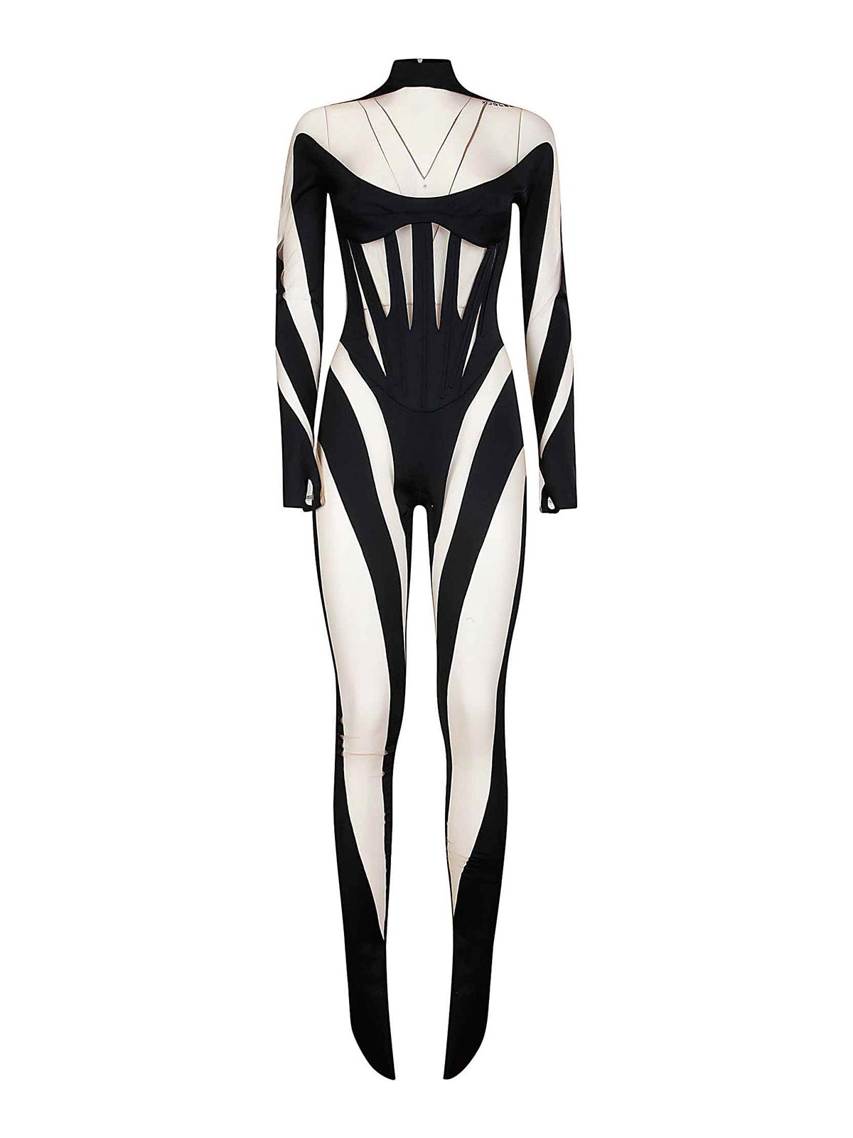 Mugler Iconic Cut-out Detail Panelled Catsuit In Black