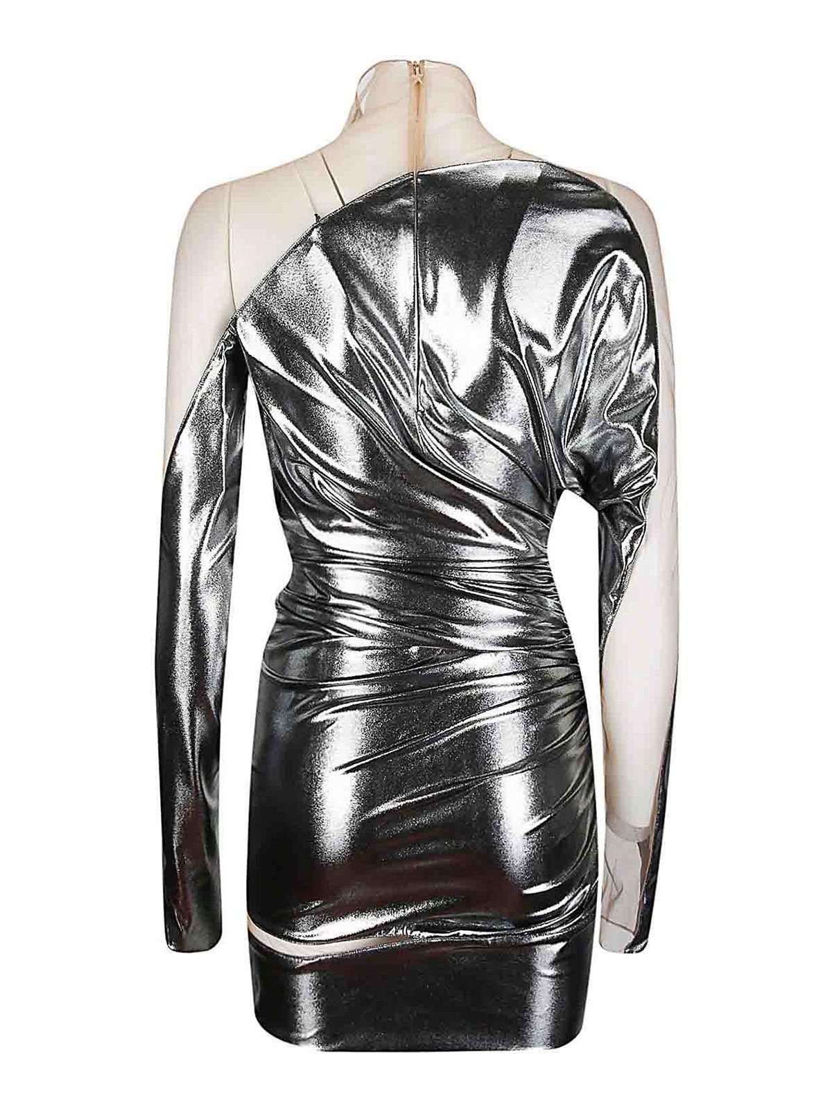 Shop Mugler Midi Dress In Silver