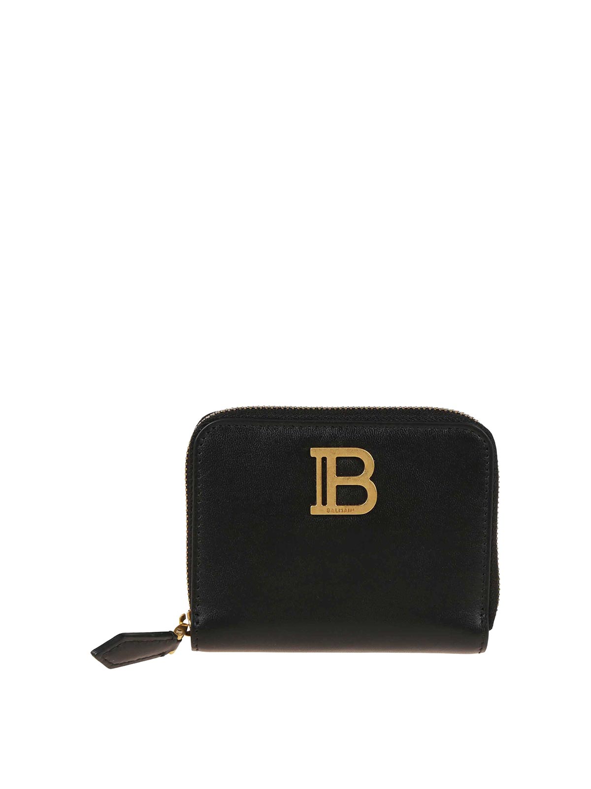 Shop Balmain Bbuzz Zipped Wallet-calfskin In Black