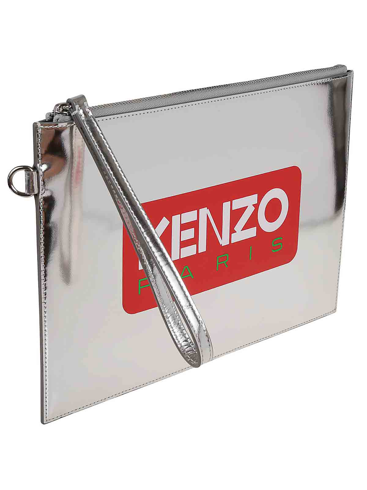 Shop Kenzo Clutch In Silver