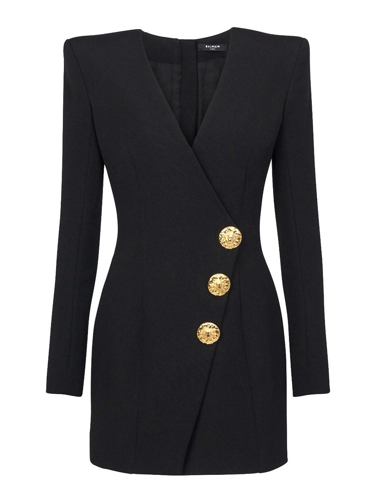 BALMAIN テイラトミニスカト EF0LA515WC09 0PA Balmain Black tweed miniskirt with buttons | TheDoubleF