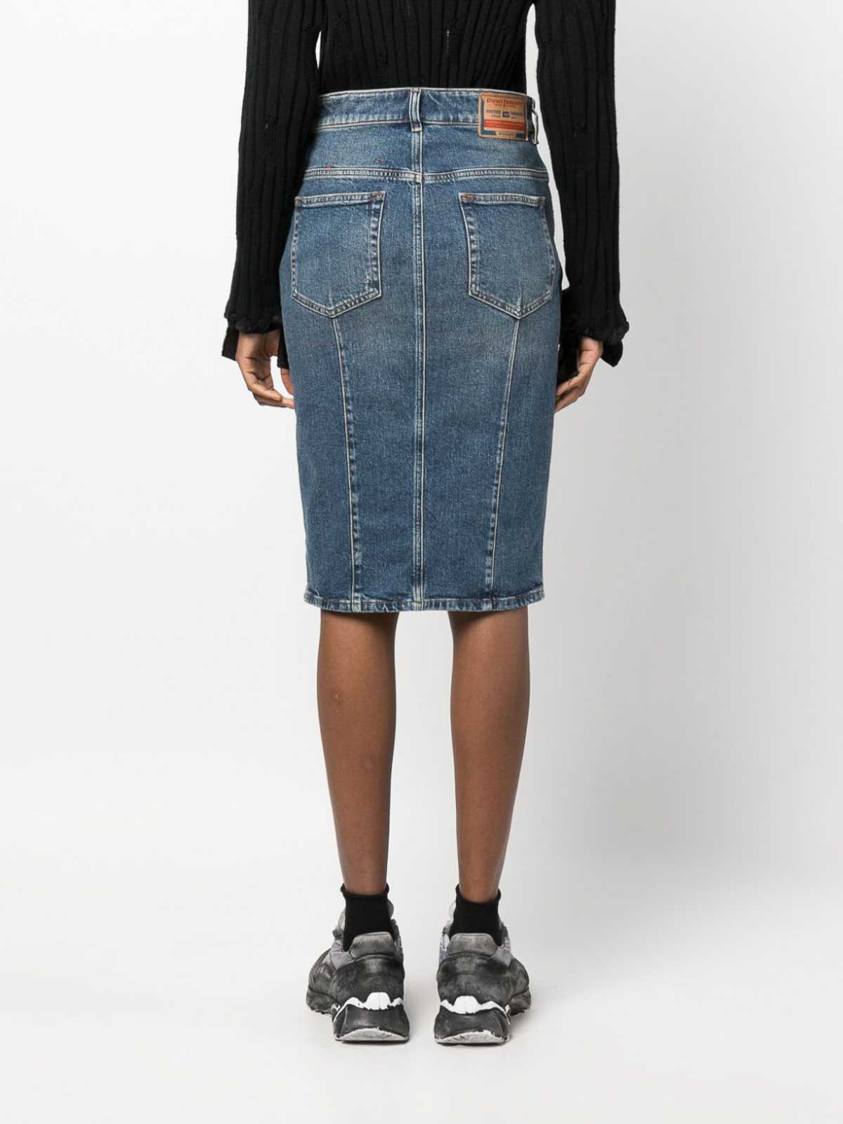 Diesel `de-pencil-z` denim skirt - Light Wash | A09736007Q101