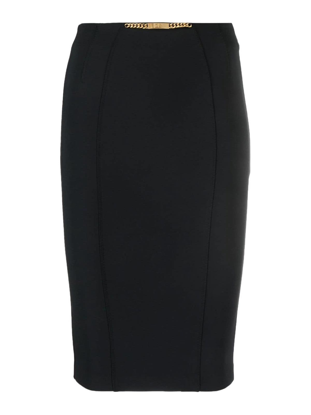 Shop Elisabetta Franchi Midi Skirt In Black