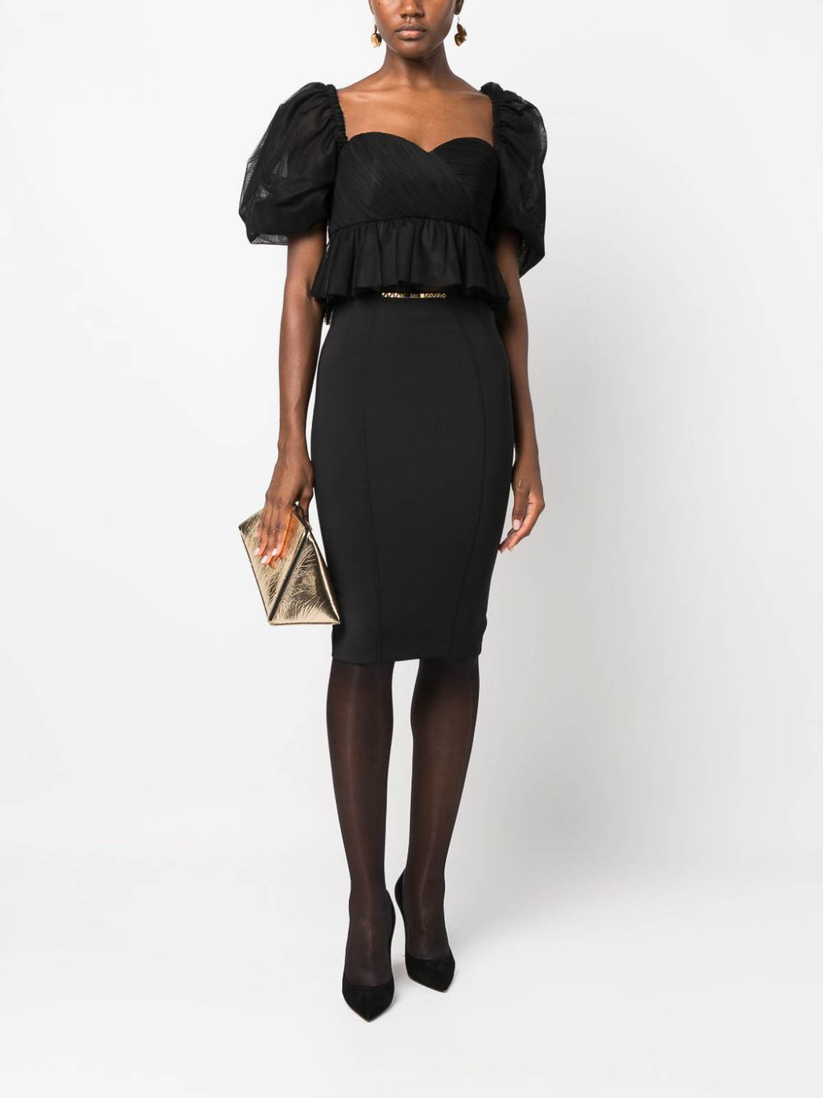 Shop Elisabetta Franchi Midi Skirt In Black
