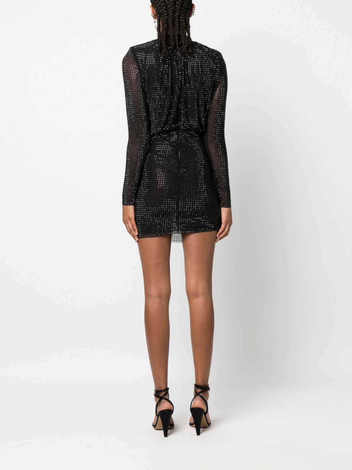 Self Portrait Rhinestone mini dress - Black | AW23073SBBLACK