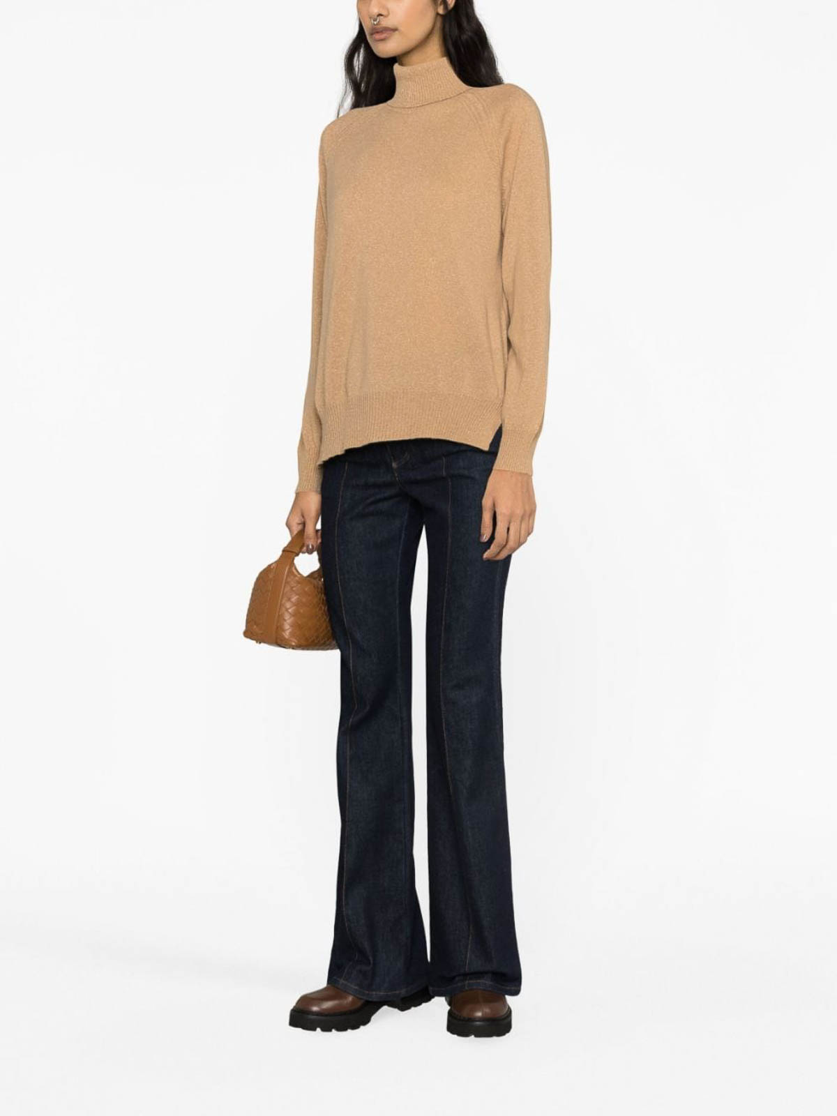 Shop Twinset Turtle-neck Sweater In Brown