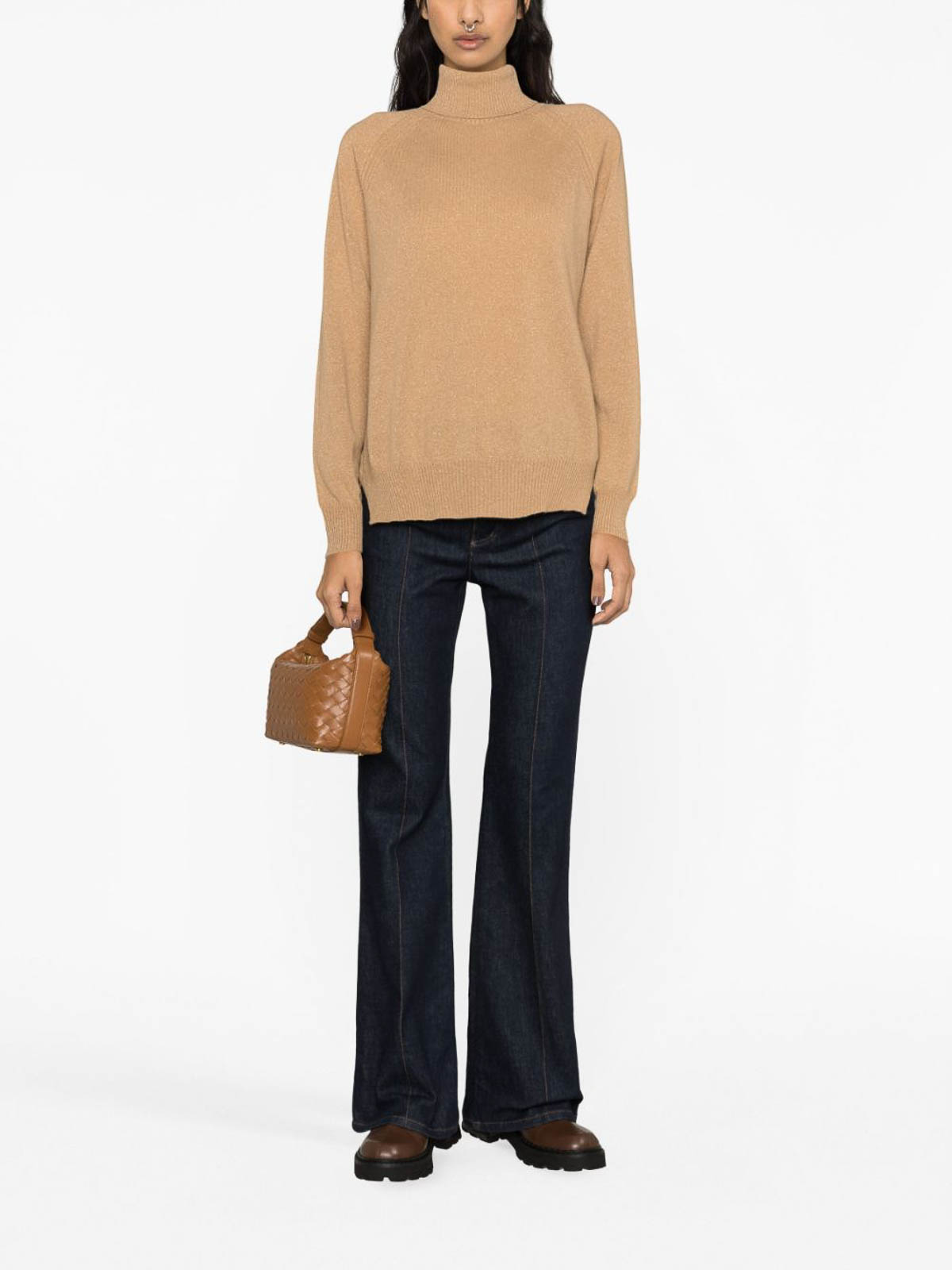 Shop Twinset Turtle-neck Sweater In Brown